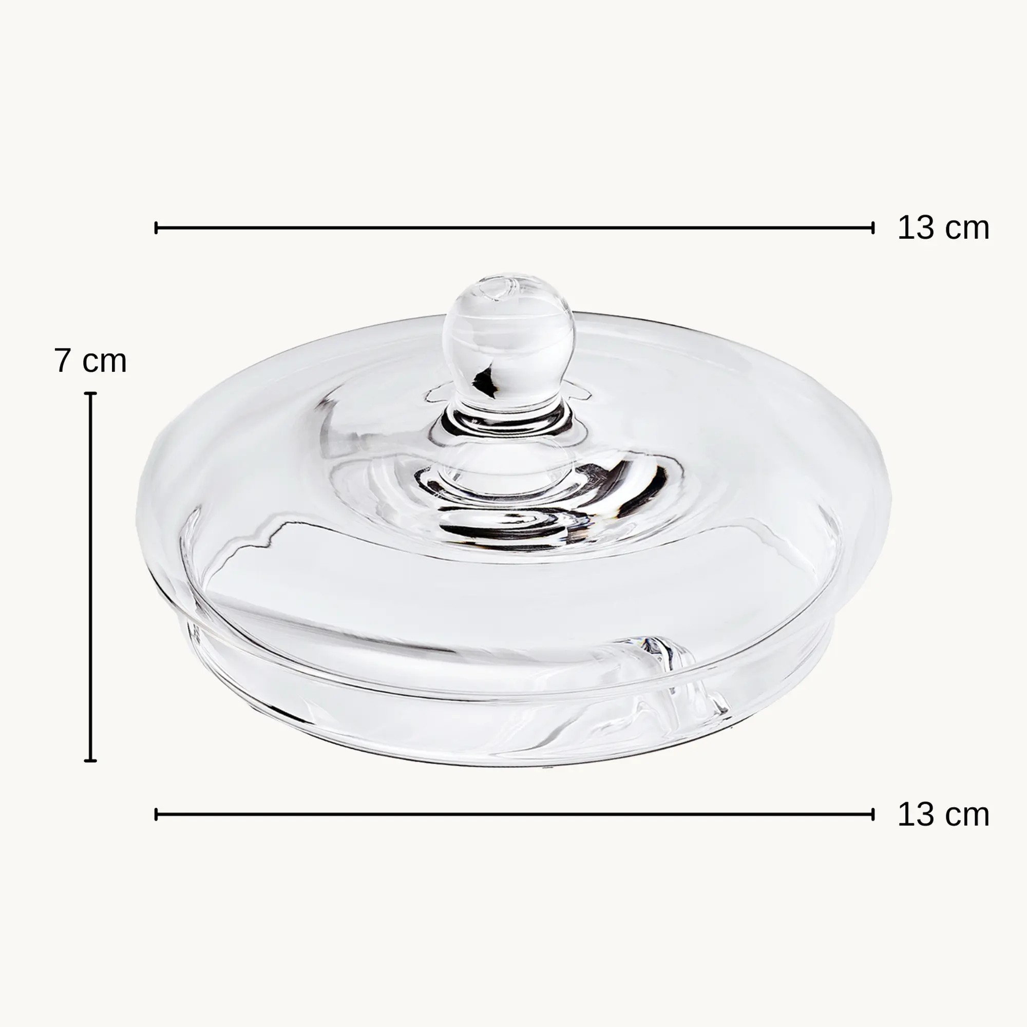 Ersatz-Deckel (Höhe 5 cm, ø 14 cm) für Glasdose Lia 1284 und 1285, mundgeblasenes Kristallglas