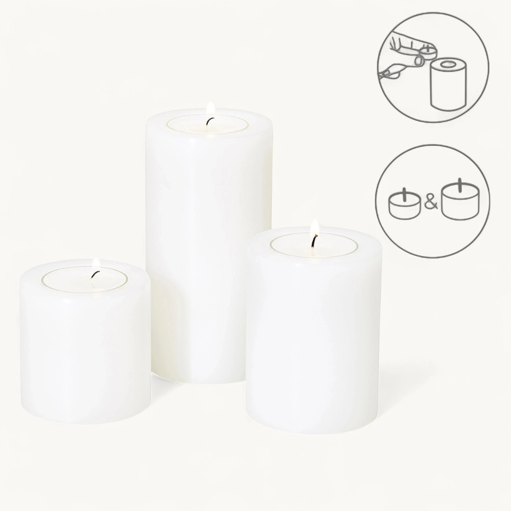 Set Windlicht Molly (Höhe 18 cm), Kristallglas mit Platinrand, inkl. 3er Set Cornelius Dauerkerze und Dekogranulat