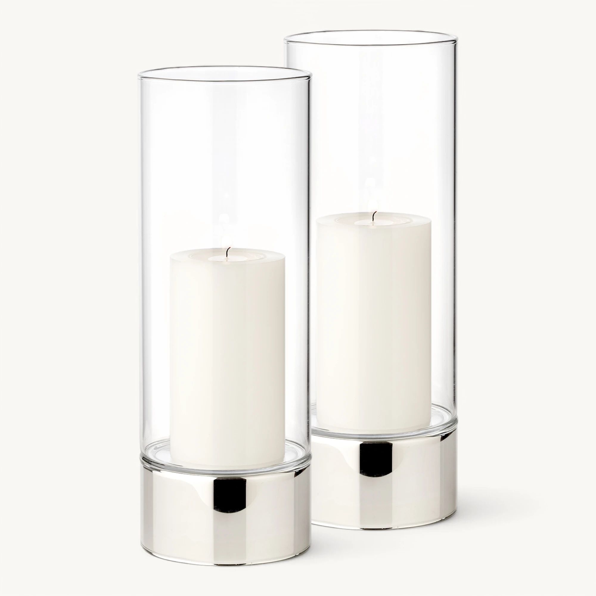SALE 2. Wahl 2er Set Windlicht Granada, Keramik silberfarben und Glas, Durchmesser 9 cm, Höhe 25