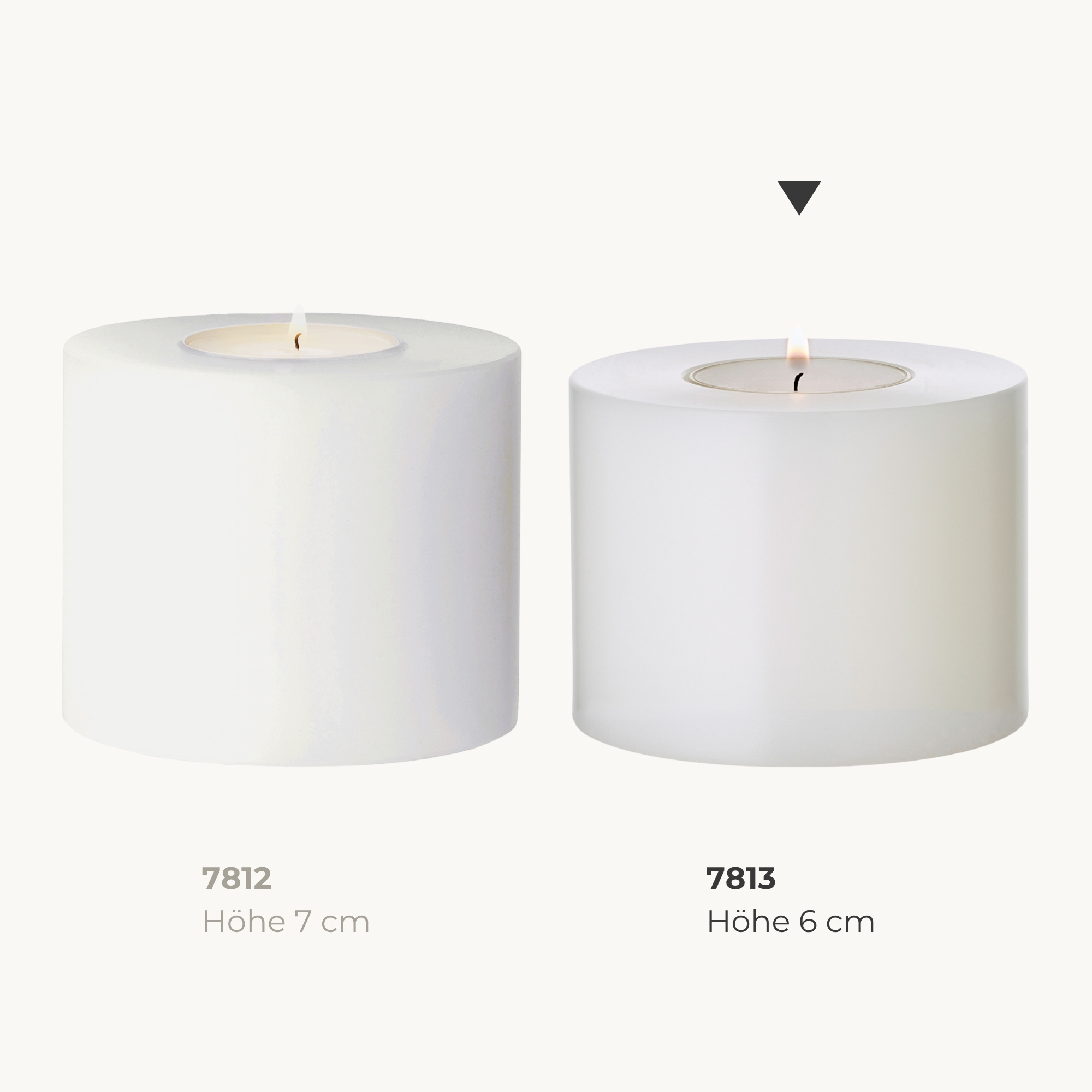 Dauerkerze Cornelius (Höhe 6 cm, ø 8 cm), weiß, Teelichthalter hitzebeständig 90°