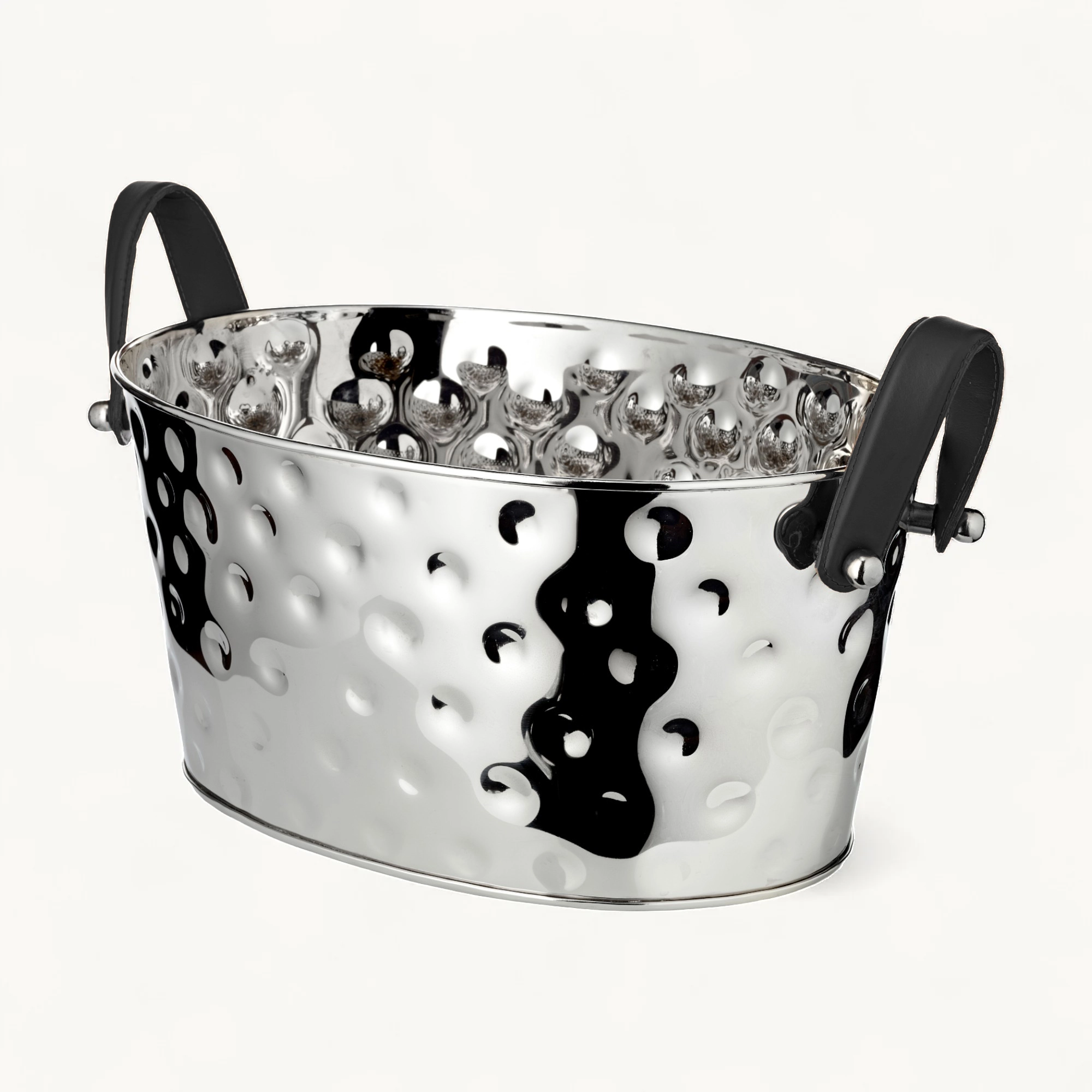 Champagner Schale Gideon, vernickelt, gehämmert 39x29x19 cm