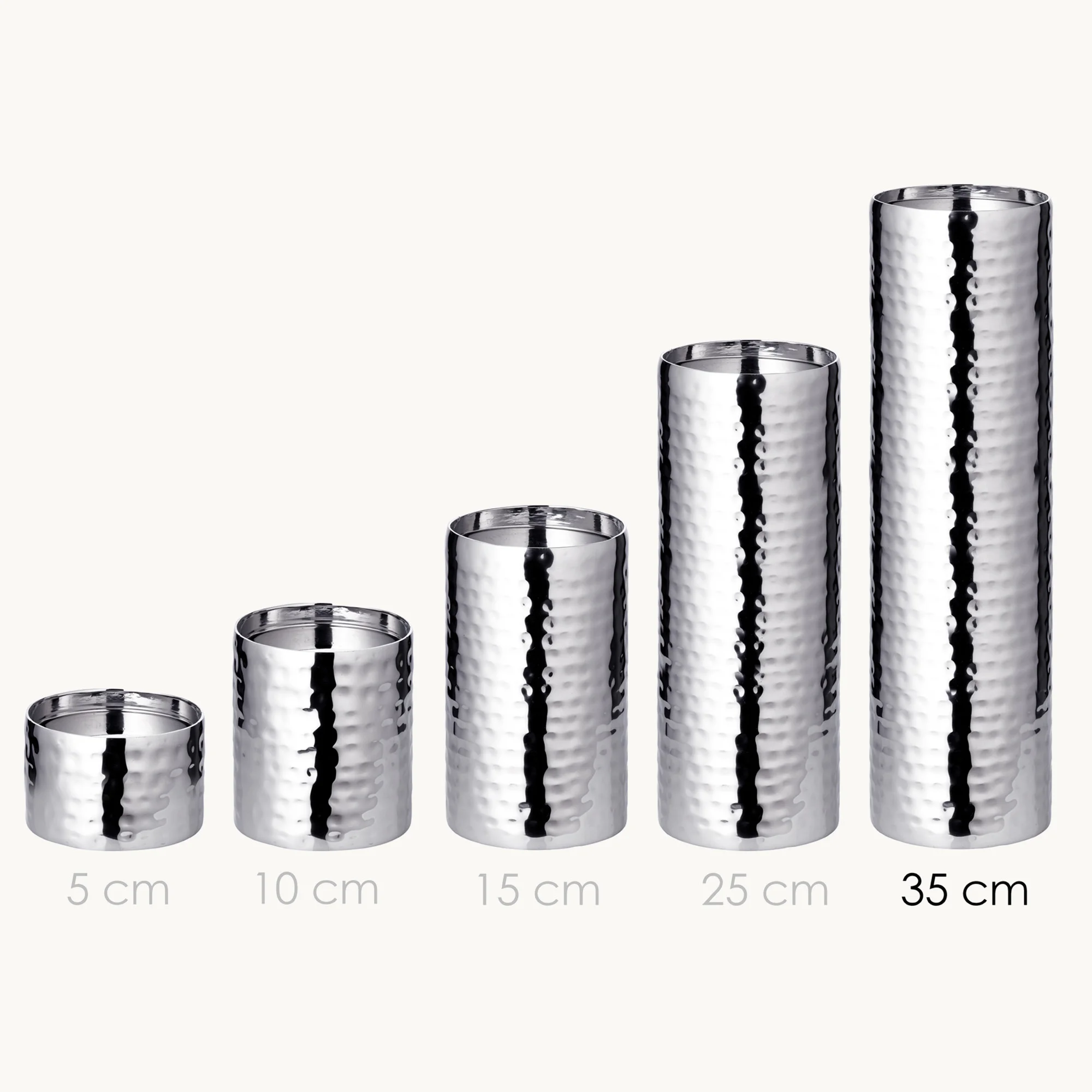 Kerzenständer Agadir (Höhe 25 cm), silberfarben, gehämmert, Edelstahl, hochglanzpoliert Kerzenständer Agadir (Höhe 25 cm), silberfarben, gehämmert, Edelstahl, hochglanzpoliert