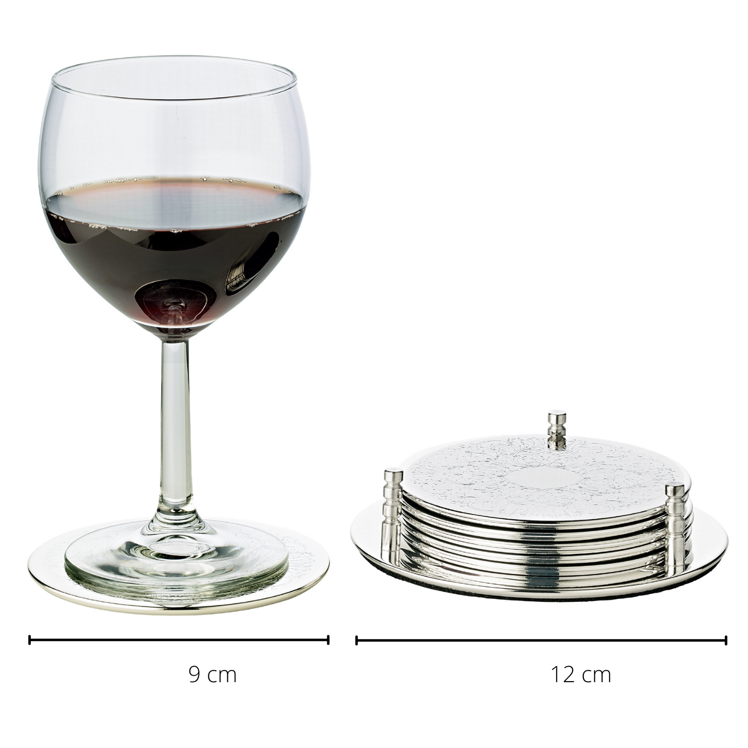 SALE 2. Wahl 6er Set Untersetzer Brügge mit Halter, edel versilbert, anlaufgeschützt, ø 9 cm