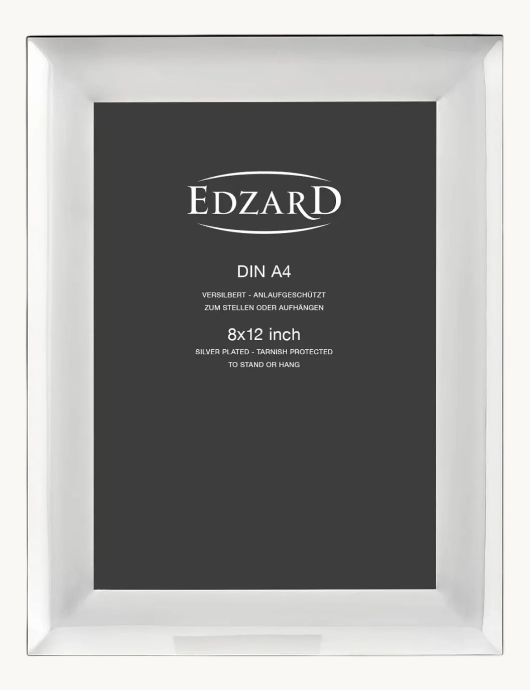 Bilderrahmen Gela (DIN A4 = 21 x 29,7 cm), edel versilbert, anlaufgeschützt, 2 Aufhänger