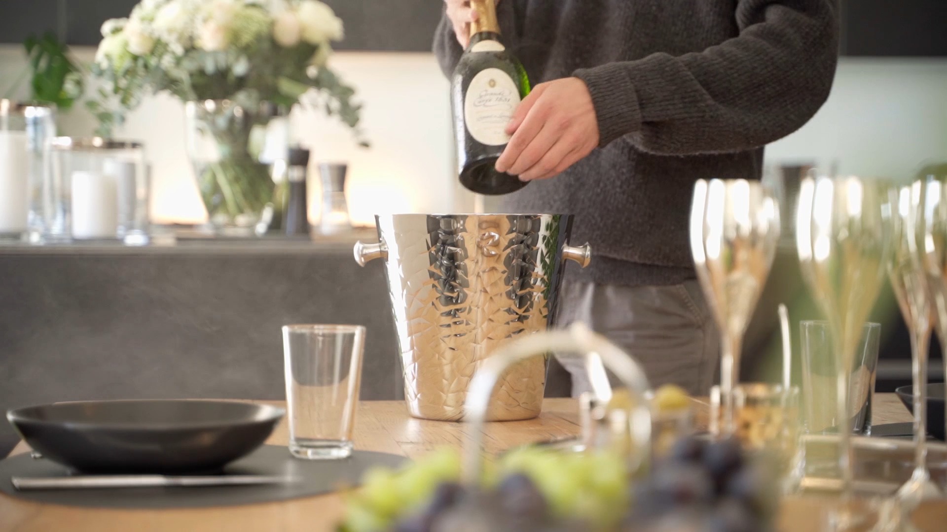 Flaschenkühler Capri (Höhe 83 cm, Ø 23 cm) inkl. Ständer, gemustert, Edelstahl, hochglanzpoliert