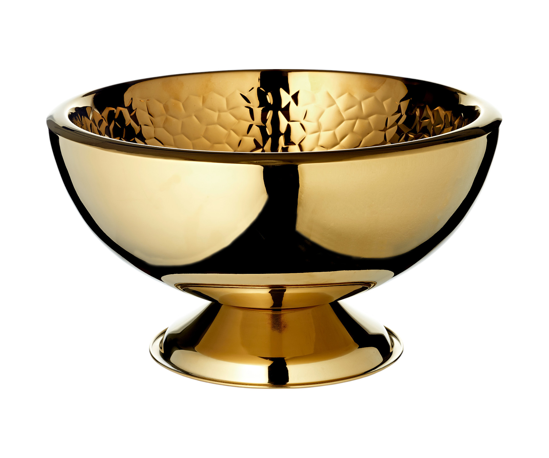 Flaschenkühler Bruno (H 24 cm,  Ø 43 cm), Gold-Optik, innen gemustert, Edelstahl, hochglanzpoliert 