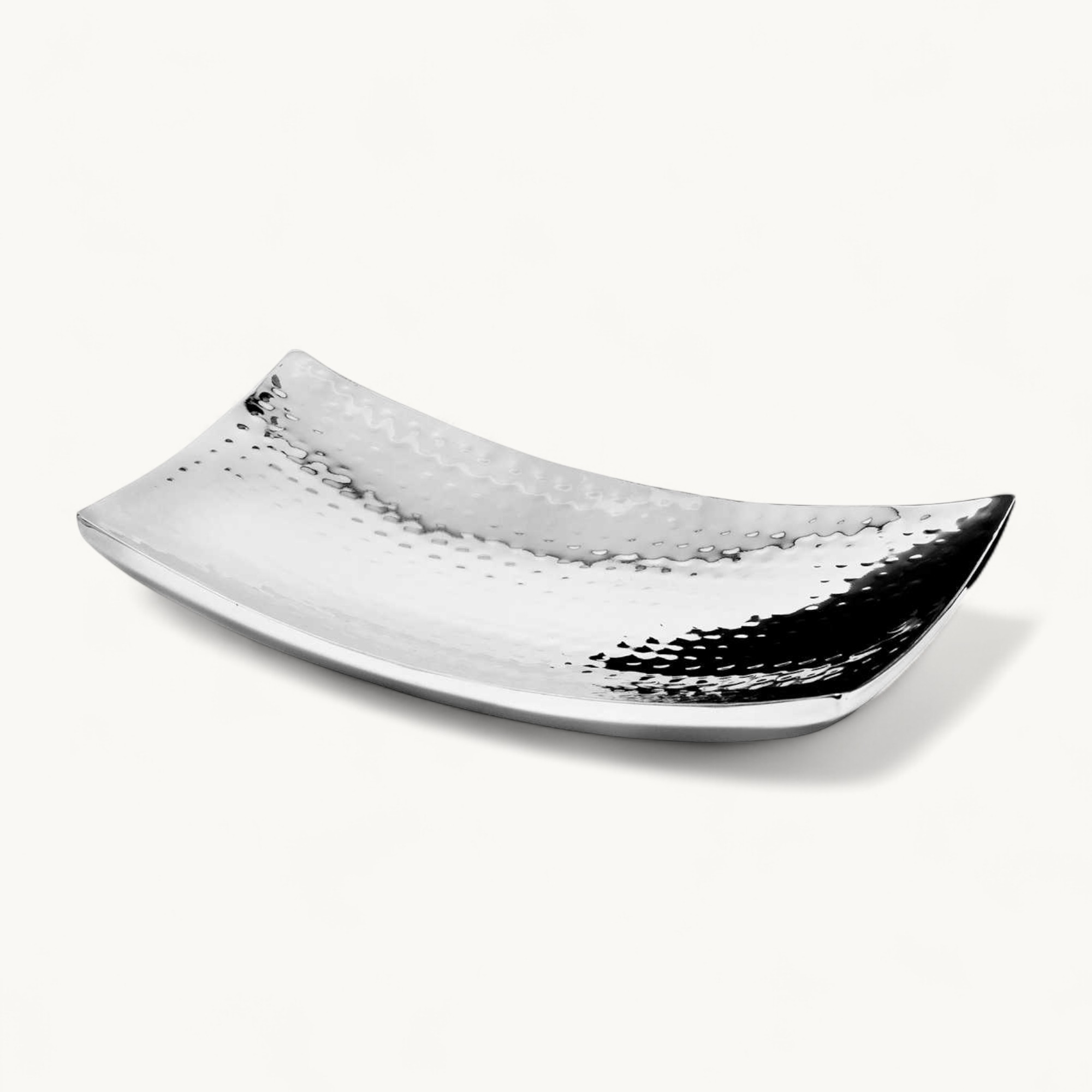 Schale Dallas (38 x 21 cm) rechteckig, Edelstahl gehämmert hochglanzpoliert, Dekoschale