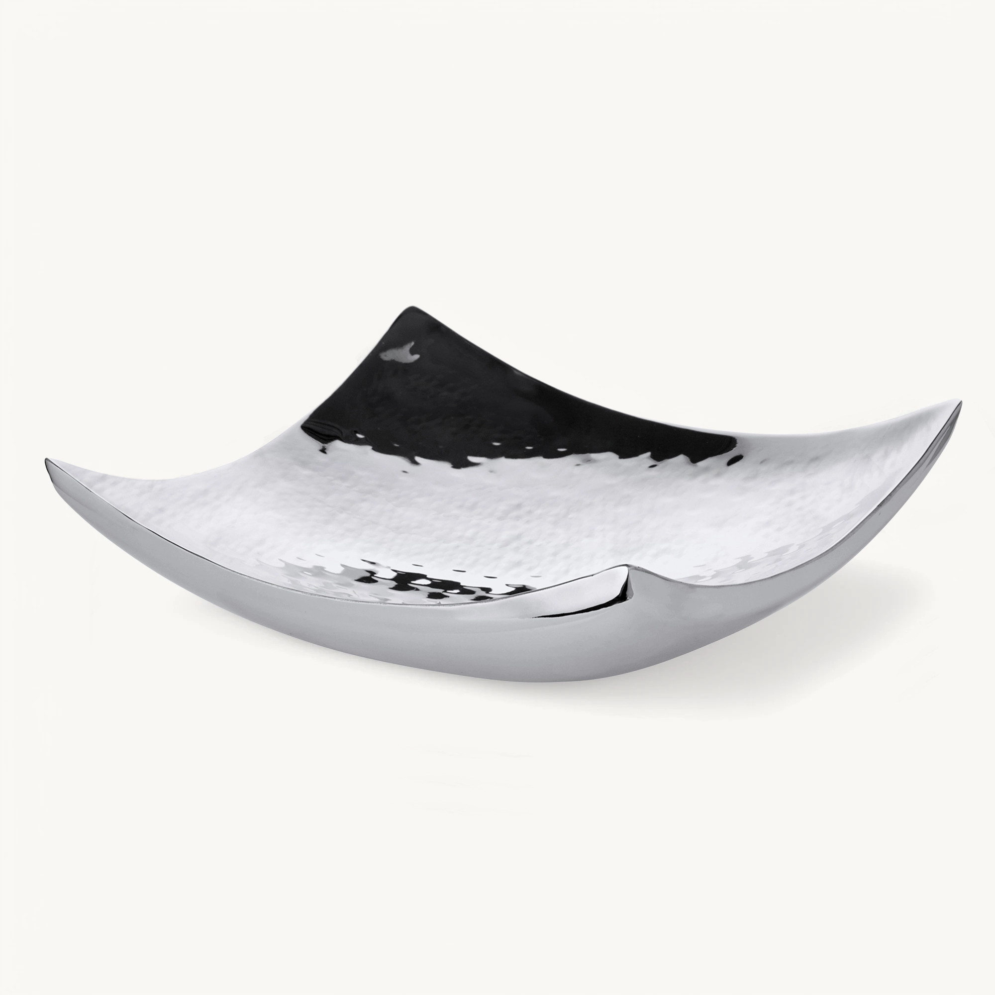 Schale Dallas (19 x 19 cm), quadratisch, silberfarben, fein gehämmert, hochglanzpoliert, Edelstahl