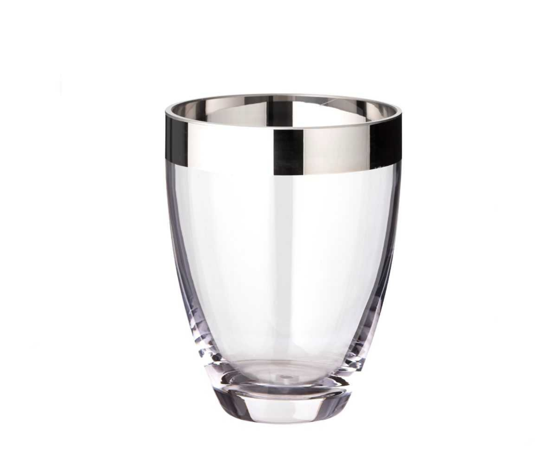 Vase Charlotte (Höhe 16 cm, Ø 12 cm), mundgeblasenes Kristallglas mit Platinrand