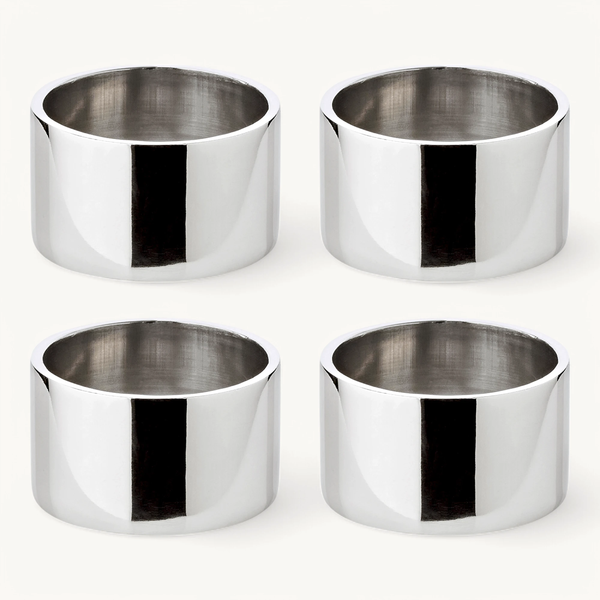 4er-Set Teelichthalter Franz (Höhe 2,5 cm), silberfarben, Edelstahl, hochglanzpoliert