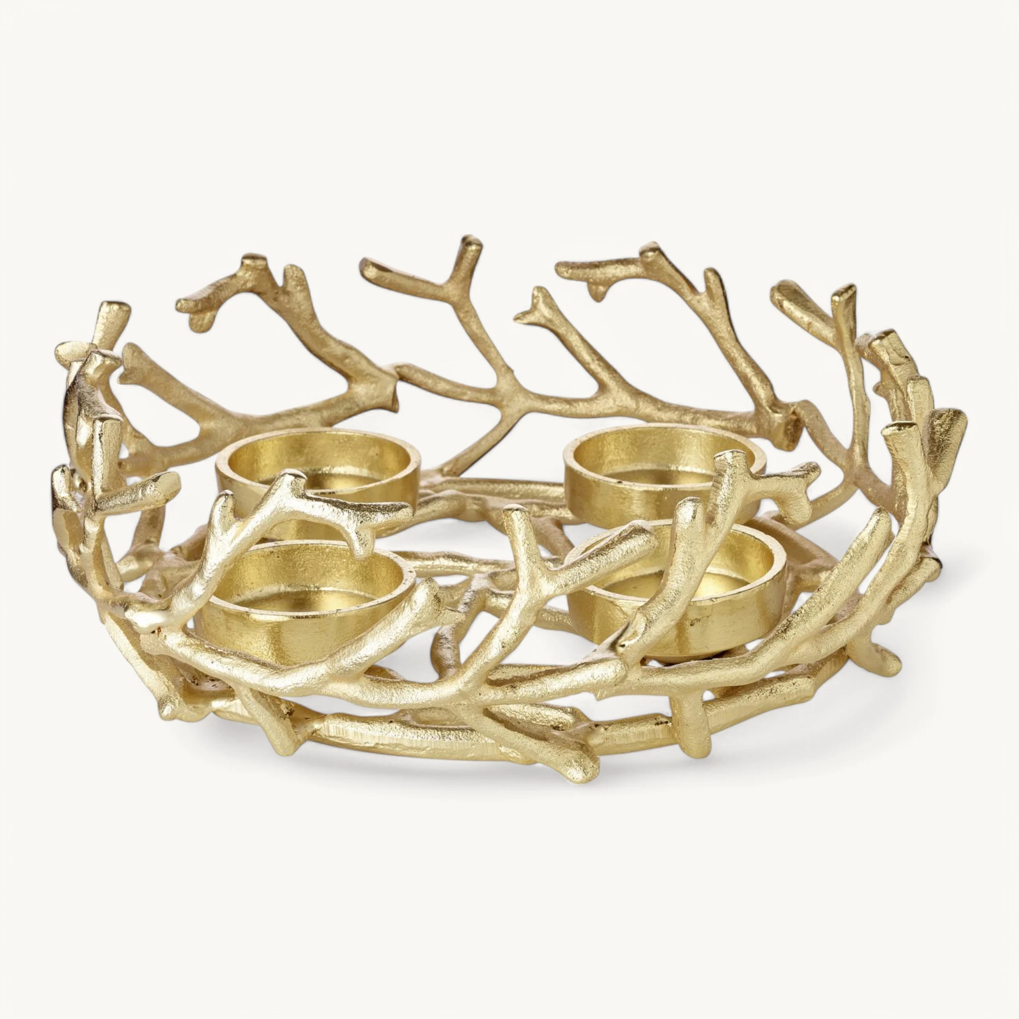 Adventskranz Porus (ø 32 cm), goldfarben, Geweih-Design, Aluminium vernickelt
