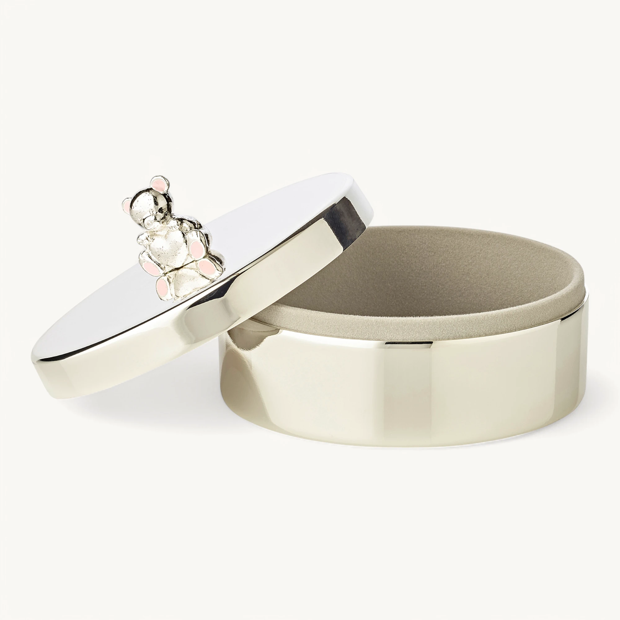 Zahndose Schmuckdose Mama Bär, edel versilbert, anlaufgeschützt, Durchmesser 9 cm, Höhe 4 cm