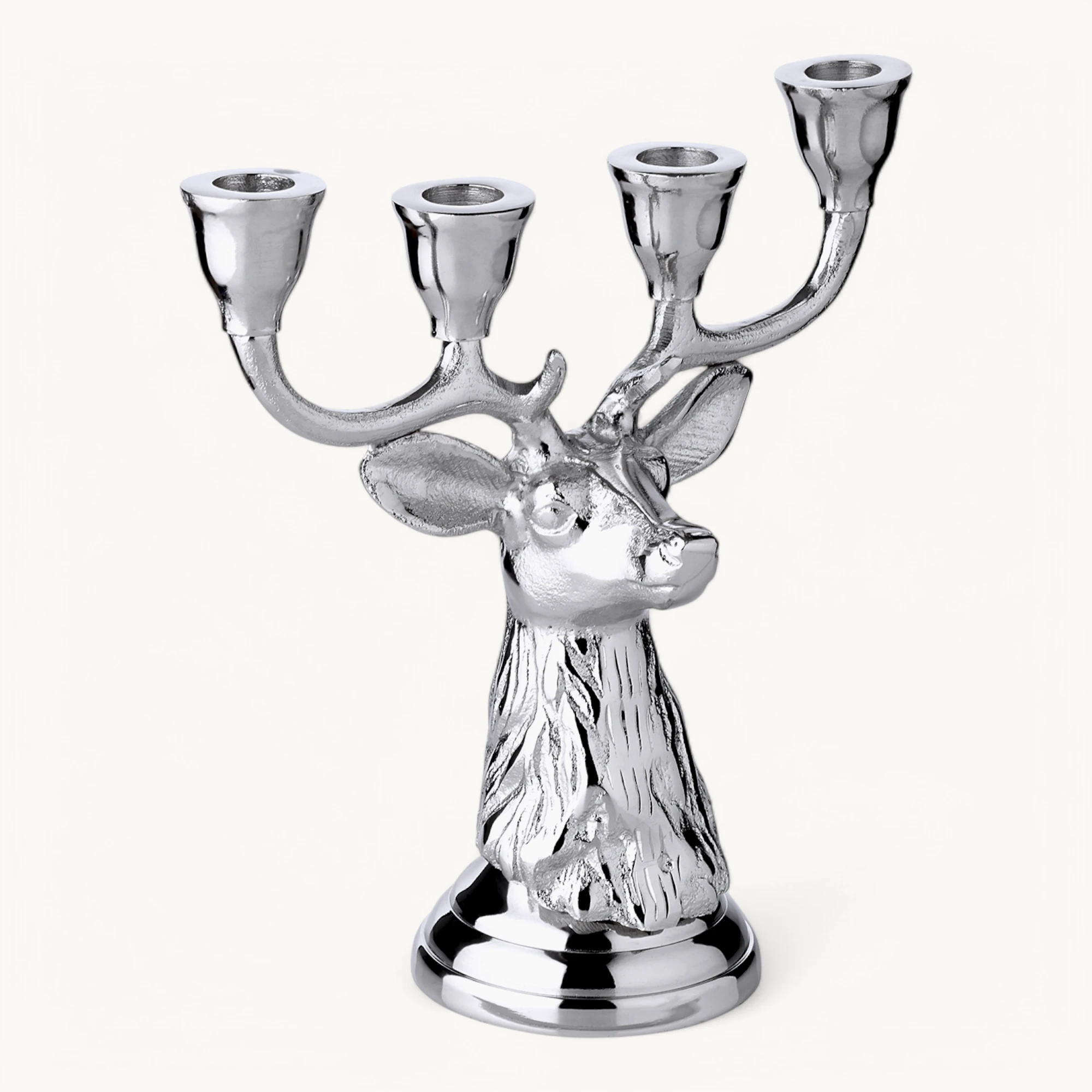 SALE Kerzenleuchter Kitu (Höhe 23,5 cm), silberfarben, Aluminium vernickelt, für 4 Stabkerzen