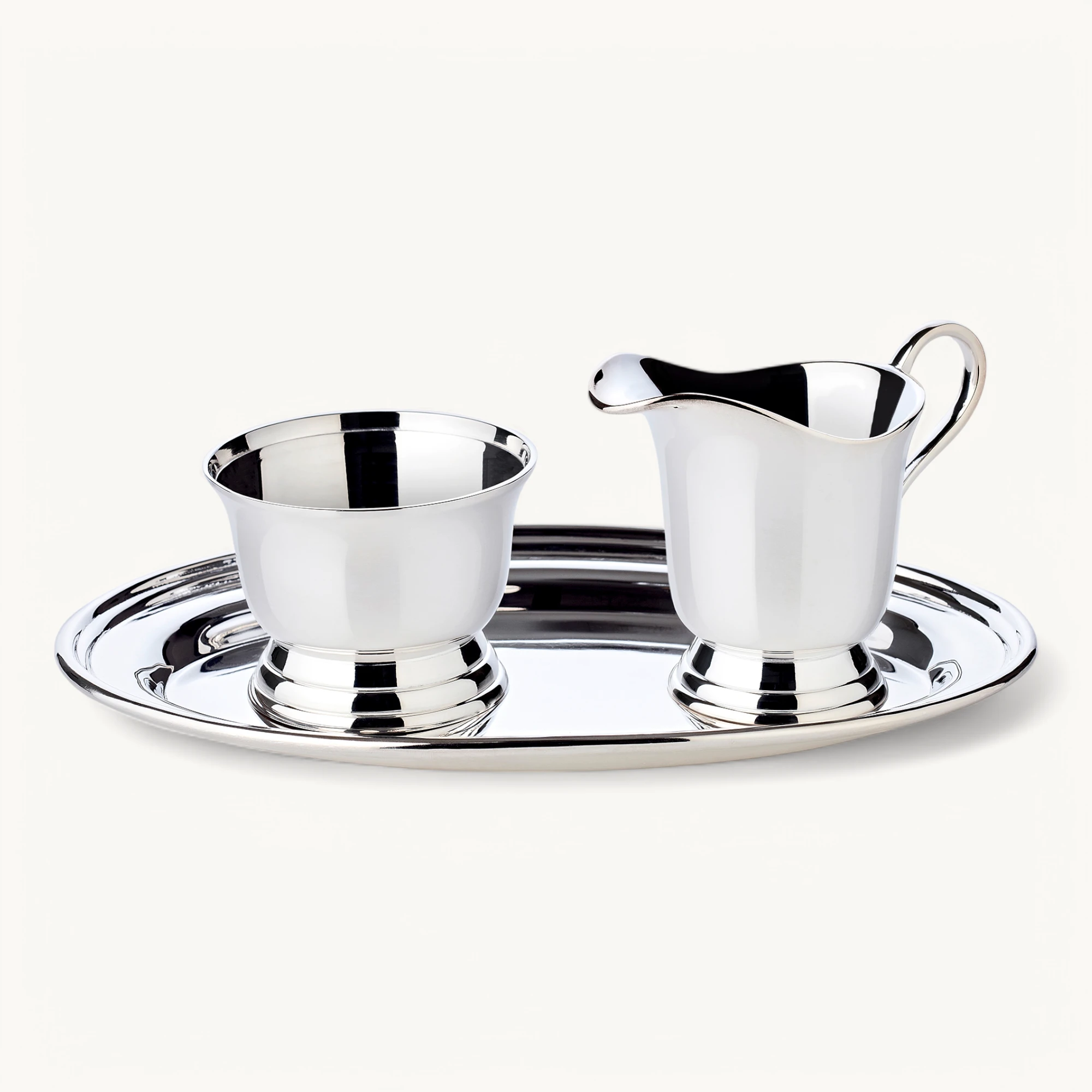 Sahneservice Jersey 3-teilig, schwerversilbert (Zuckerdose, Sahnegießer, Serviertablett)