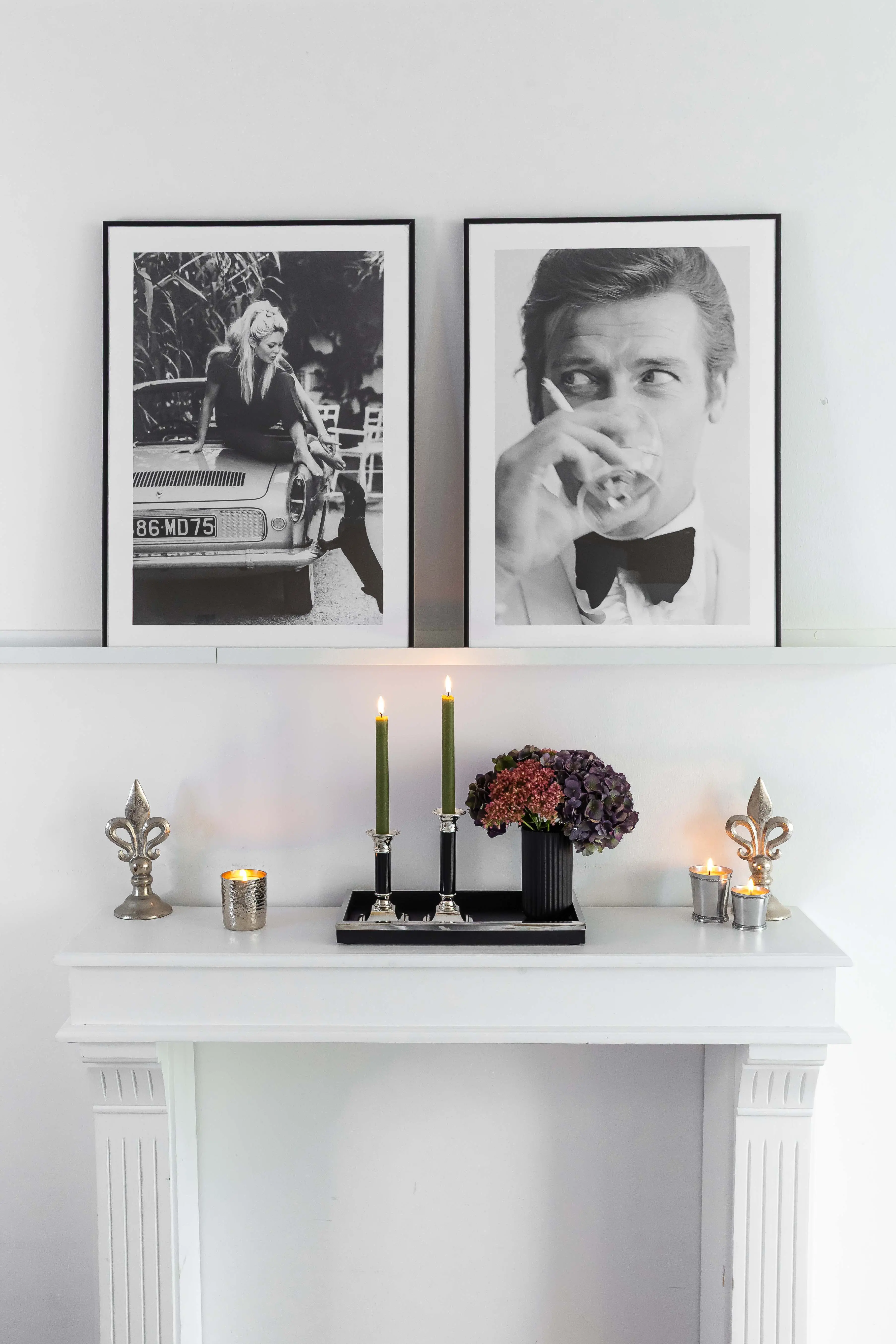 Kerzenleuchter Lincoln (H 19 cm) für Stabkerze, schwarzer Schaft, edel versilbert, anlaufgeschützt