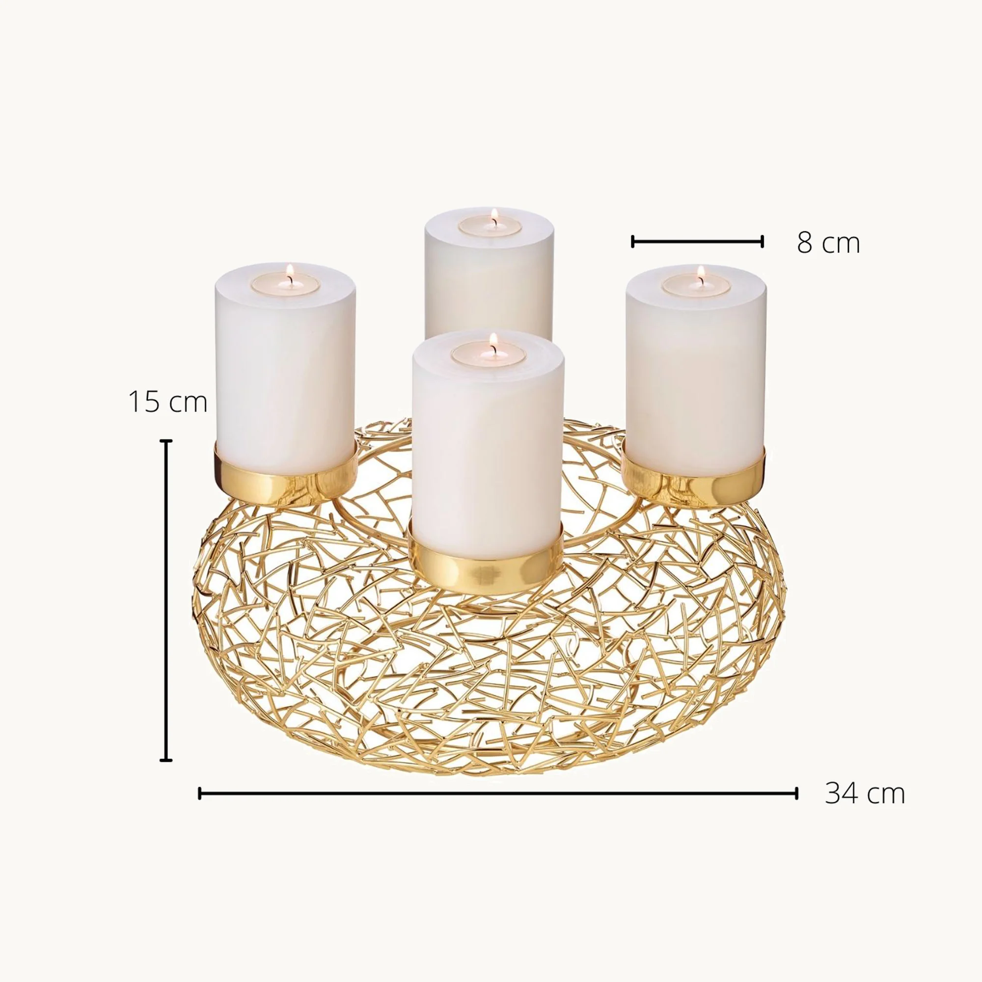 Adventskranz Milano (ø 34 cm), goldfarben, glänzend, Edelstahl Adventskranz Milano (ø 34 cm), goldfarben, glänzend, Edelstahl