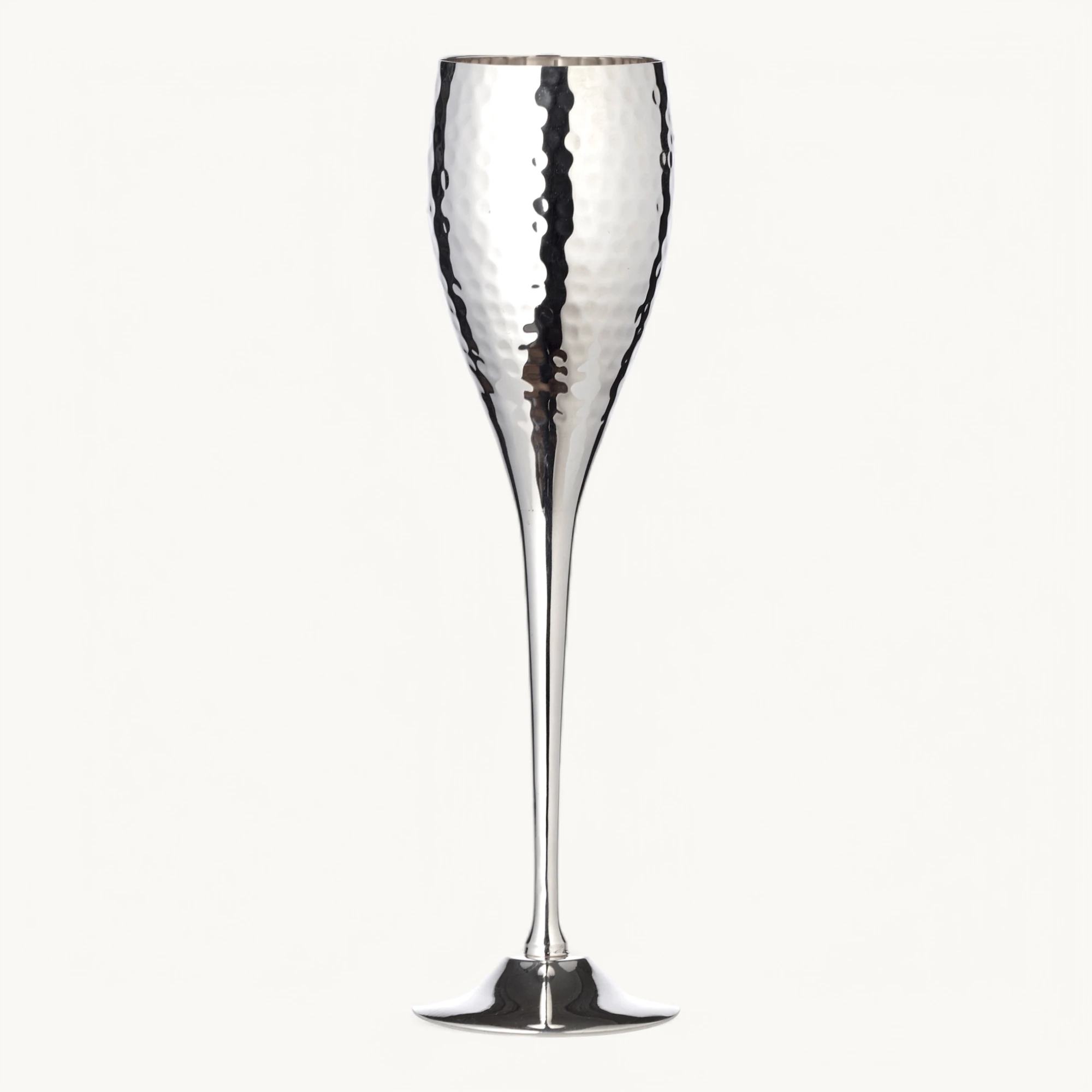Sektkelch Dodo (Höhe 23 cm, Füllmenge 200 ml), gehämmert, edel versilbert