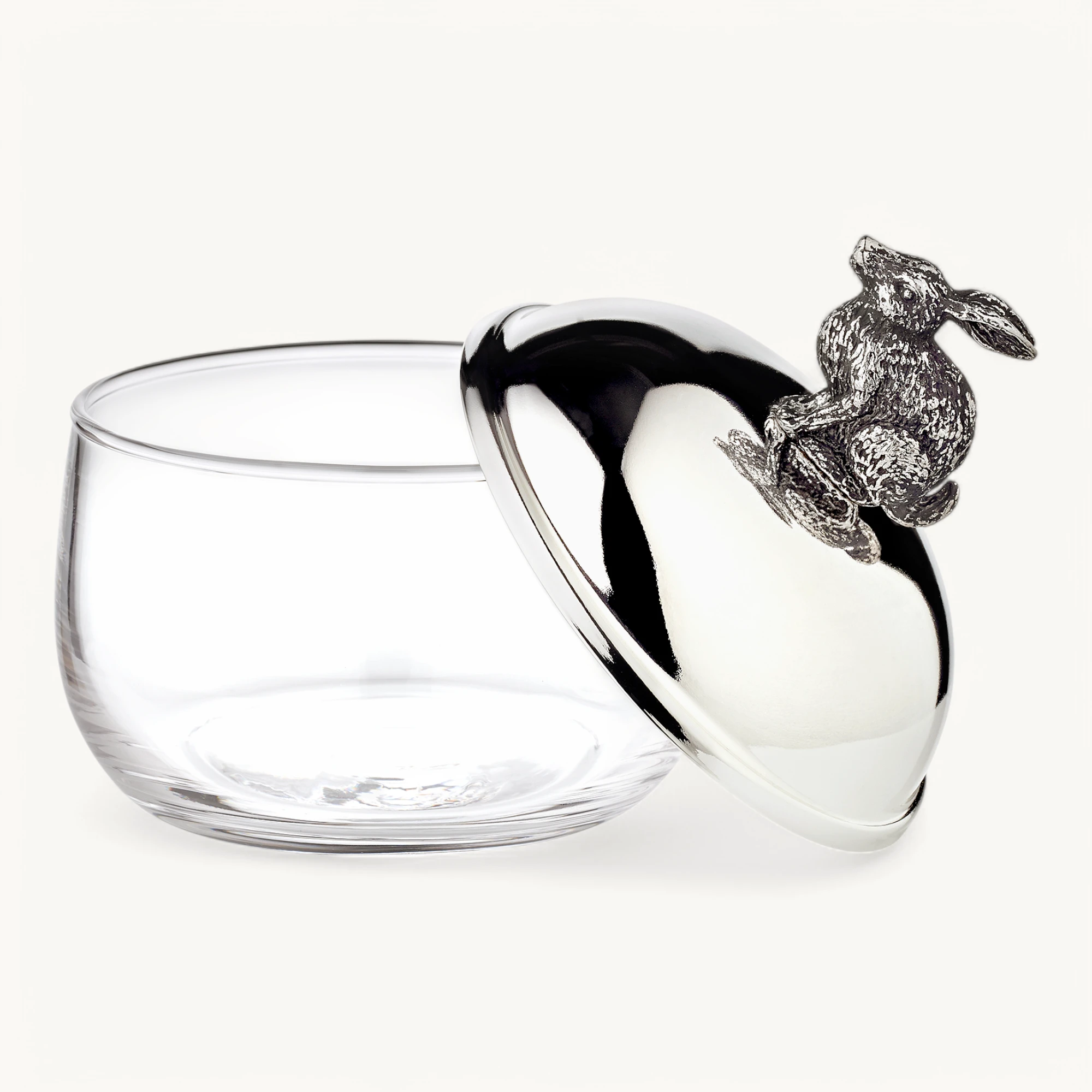 Marmeladenglas Hase, edel versilbert und anlaufgeschützt, Höhe 15 cm, Durchmesser 9 cm