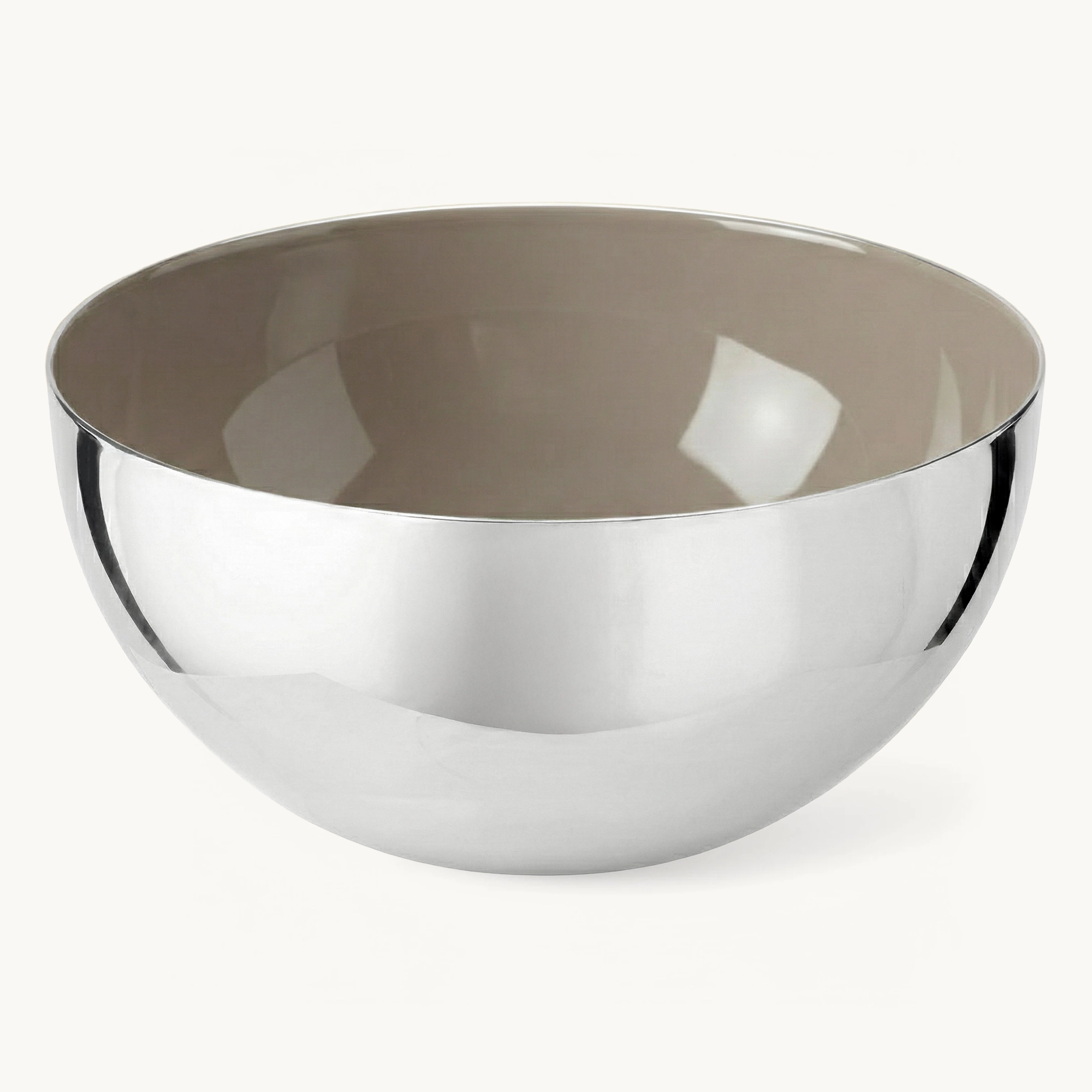 Schale Liora (Ø 15,5 cm, Höhe 7 cm) Edelstahl hochglanzpoliert, innen Perlbeige