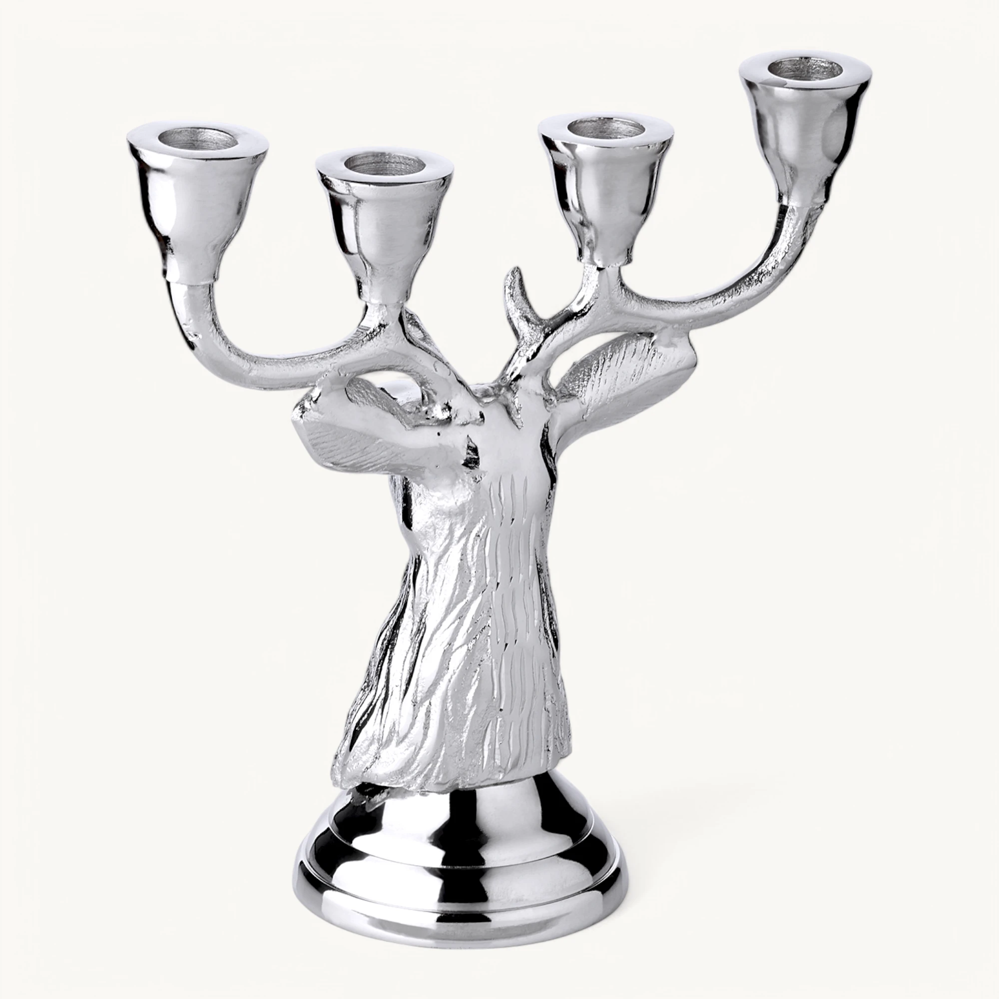 SALE Kerzenleuchter Kitu (Höhe 23,5 cm), silberfarben, Aluminium vernickelt, für 4 Stabkerzen SALE Kerzenleuchter Kitu (Höhe 23,5 cm), silberfarben, Aluminium vernickelt, für 4 Stabkerzen