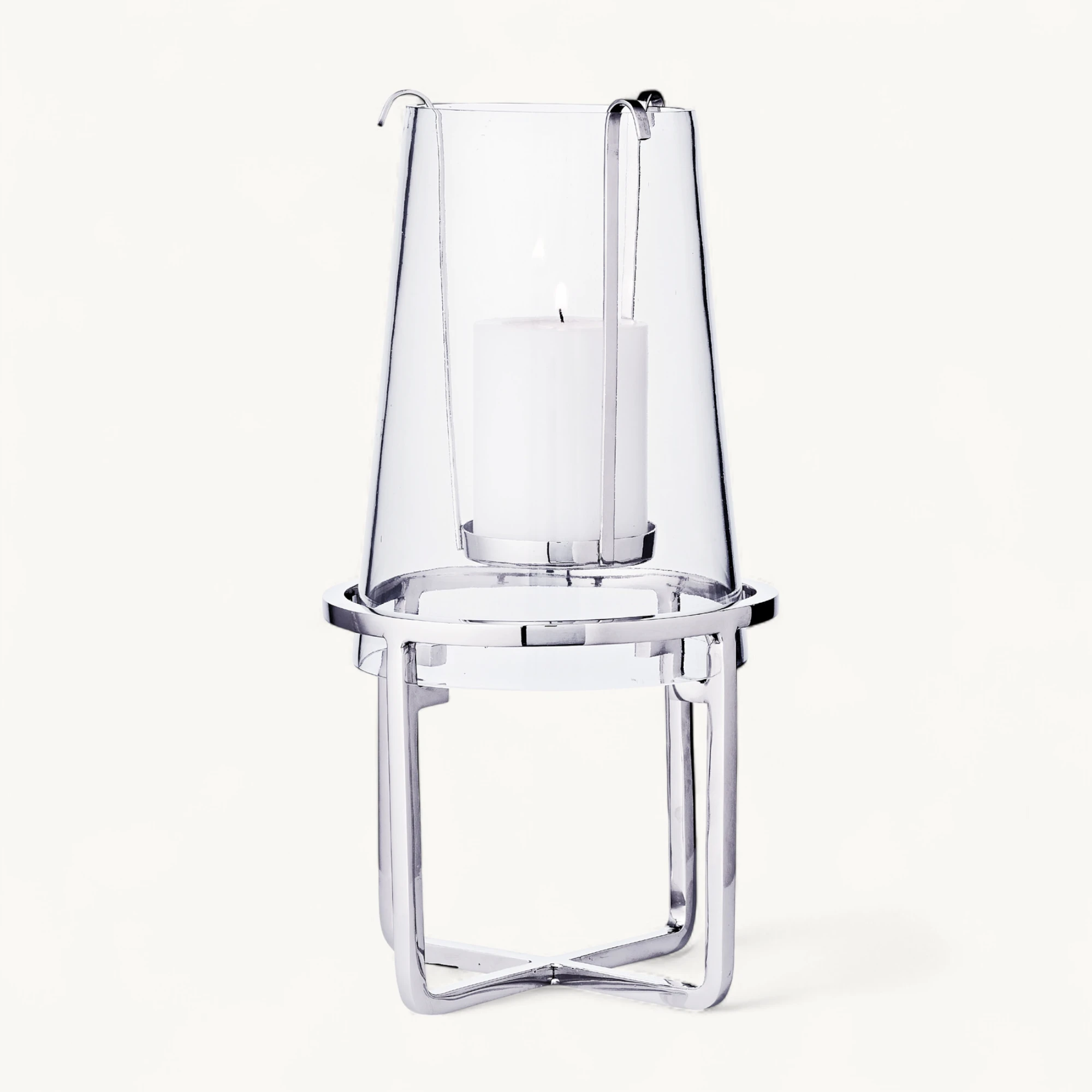 SALE Windlicht Moll (Höhe 30 cm), vernickelter Edelstahl SALE Windlicht Moll (Höhe 30 cm), vernickelter Edelstahl