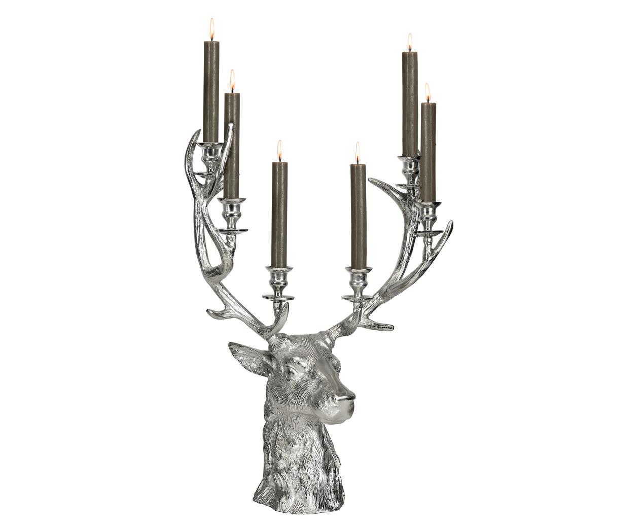 K1600_0235a-1264x1039px 2. Wahl Kerzenleuchter Hirsch Richard für 6 Stabkerzen, Höhe 65 cm, Aluminium vernickelt sil