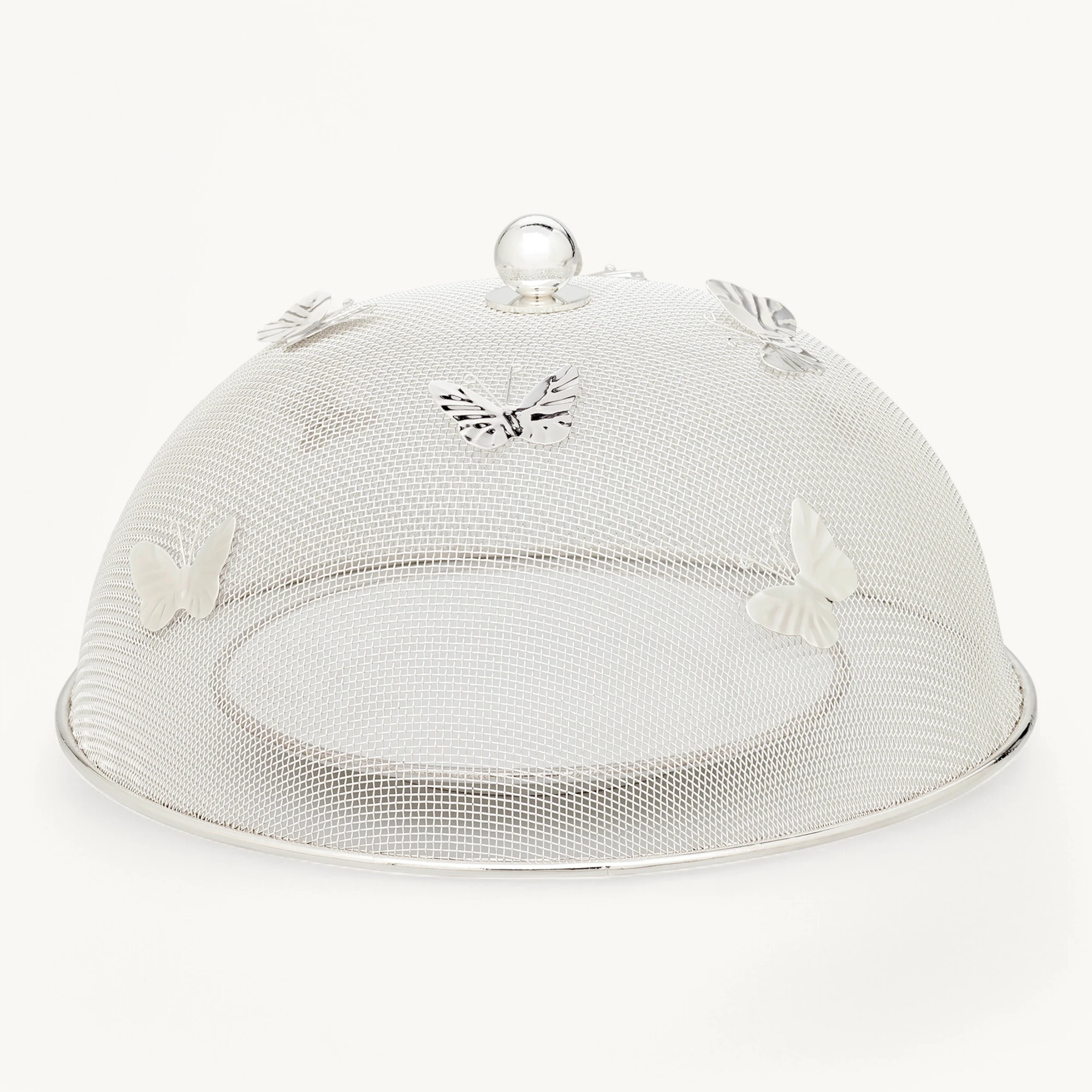 Schutzhaube Butterfly (ø30 cm, H 16 cm), edel versilbert, anlaufgeschützt, Speiseschirm Fliegenhaube