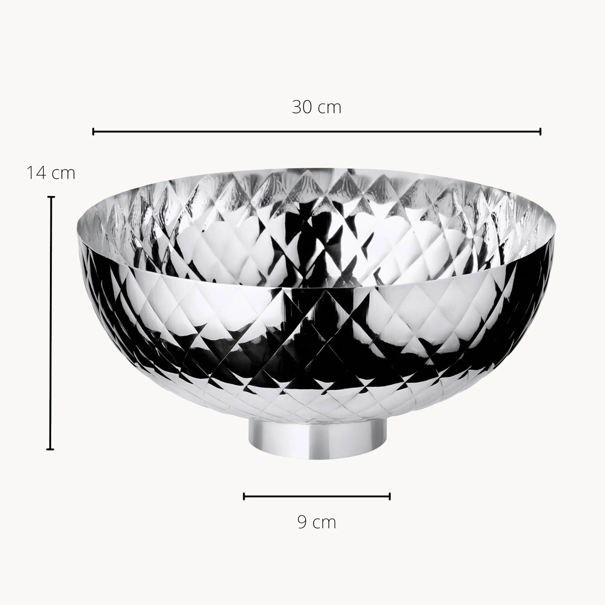 Schale Leonora (Durchmesser 30 cm, Höhe 14 cm), Edelstahl,hochglanzpoliert, gemustert