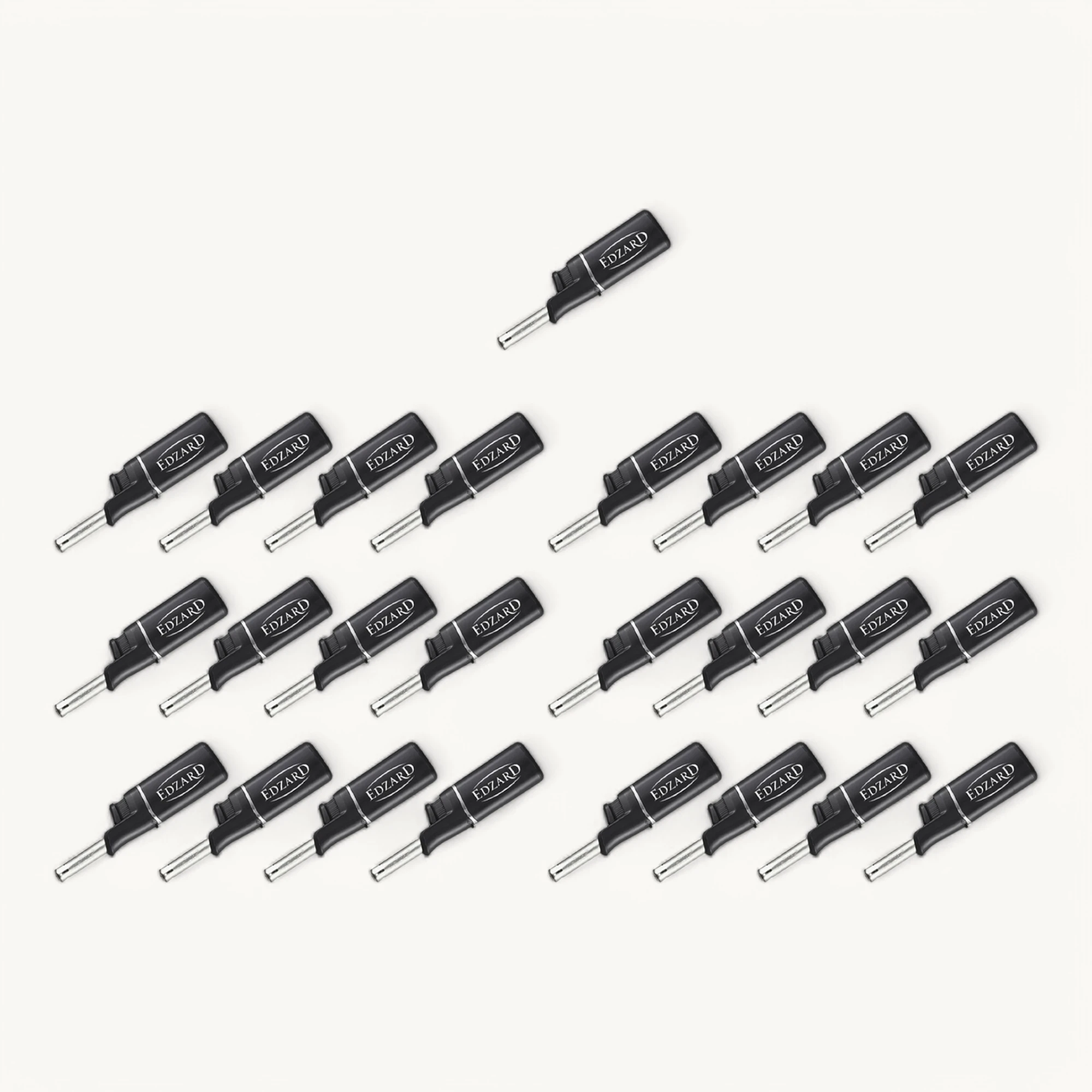 25 Stück Mini-Stabfeuerzeug, schwarz mit Edzard Logo, Länge 11 cm, nachfüllbar