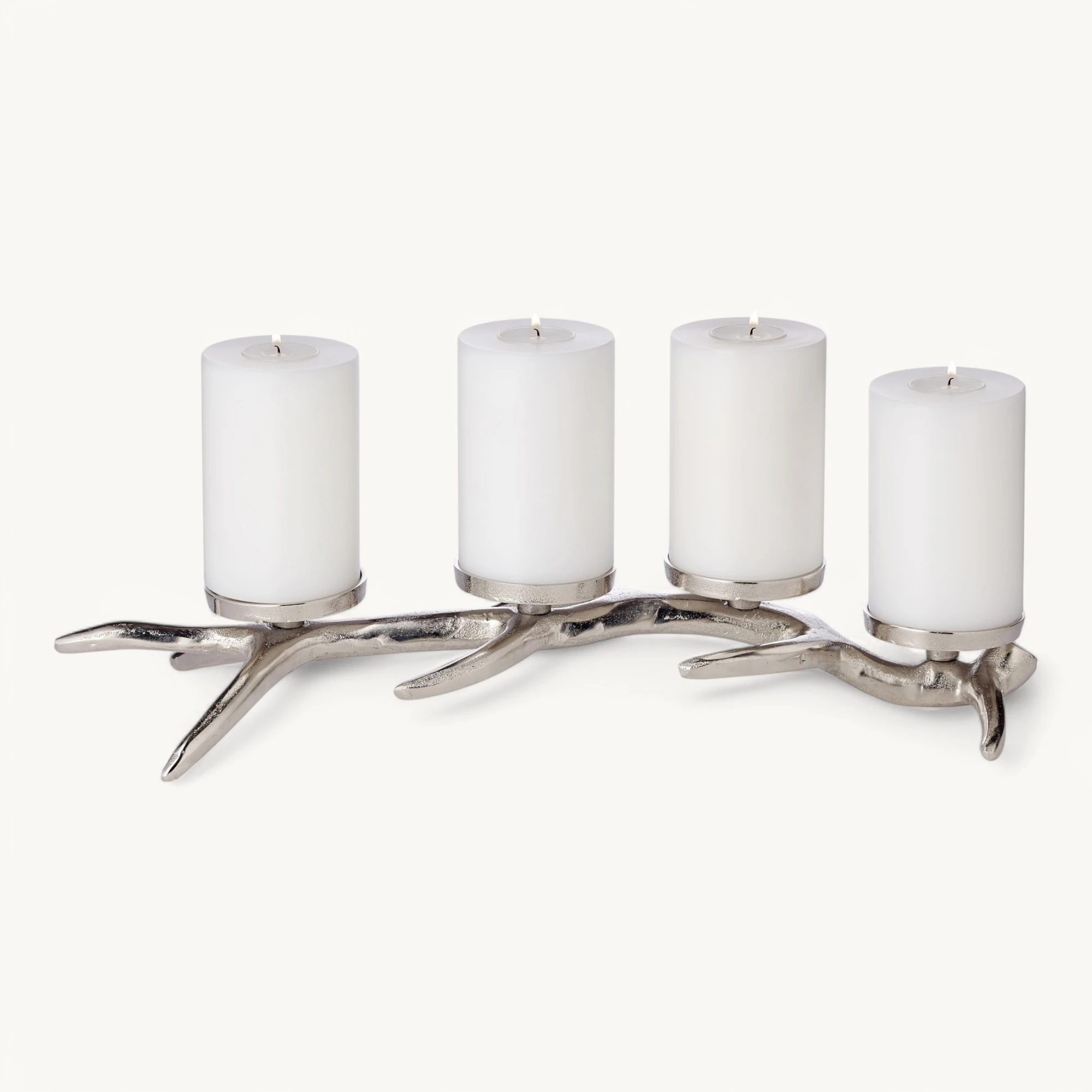 SALE Kerzenleuchter Kingston (Länge 51 cm), silberfarben, Aluminium vernickelt, für Kerzen ø 8 cm