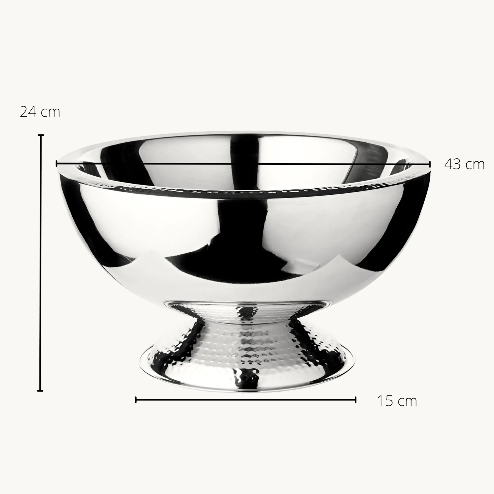 Flaschenkühler Till (Höhe 24 cm, Ø 43 cm), gehämmerte Elemente, Edelstahl, hochglanzpoliert