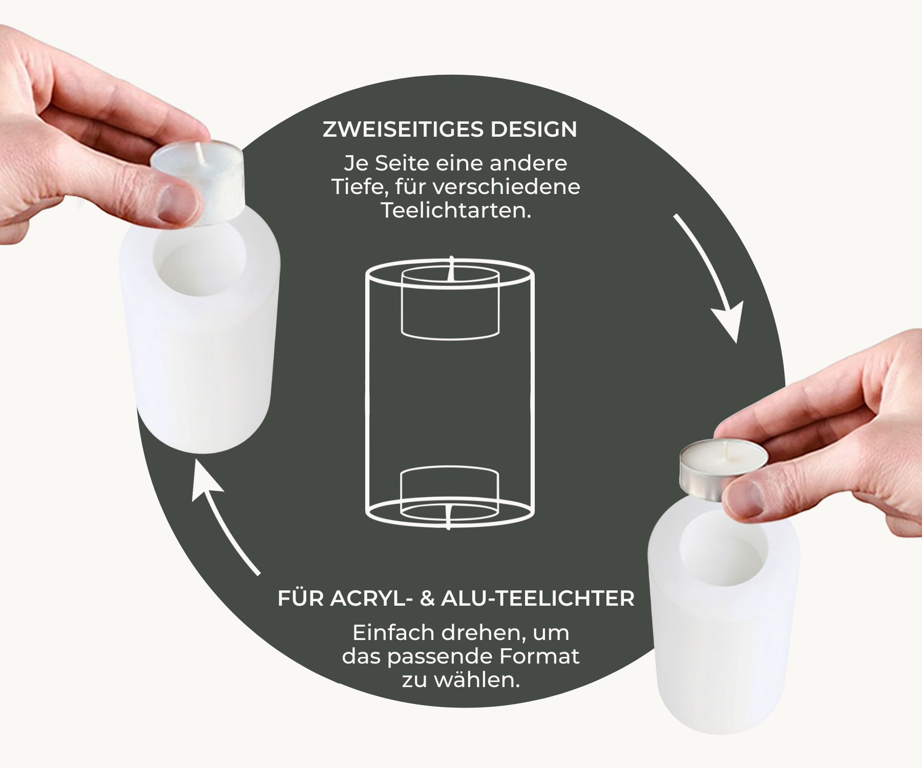 Dauerkerze Cornelius Doppel Pine (Höhe 9 cm, Ø 8 cm), weiß, hitzebeständig bis 90°