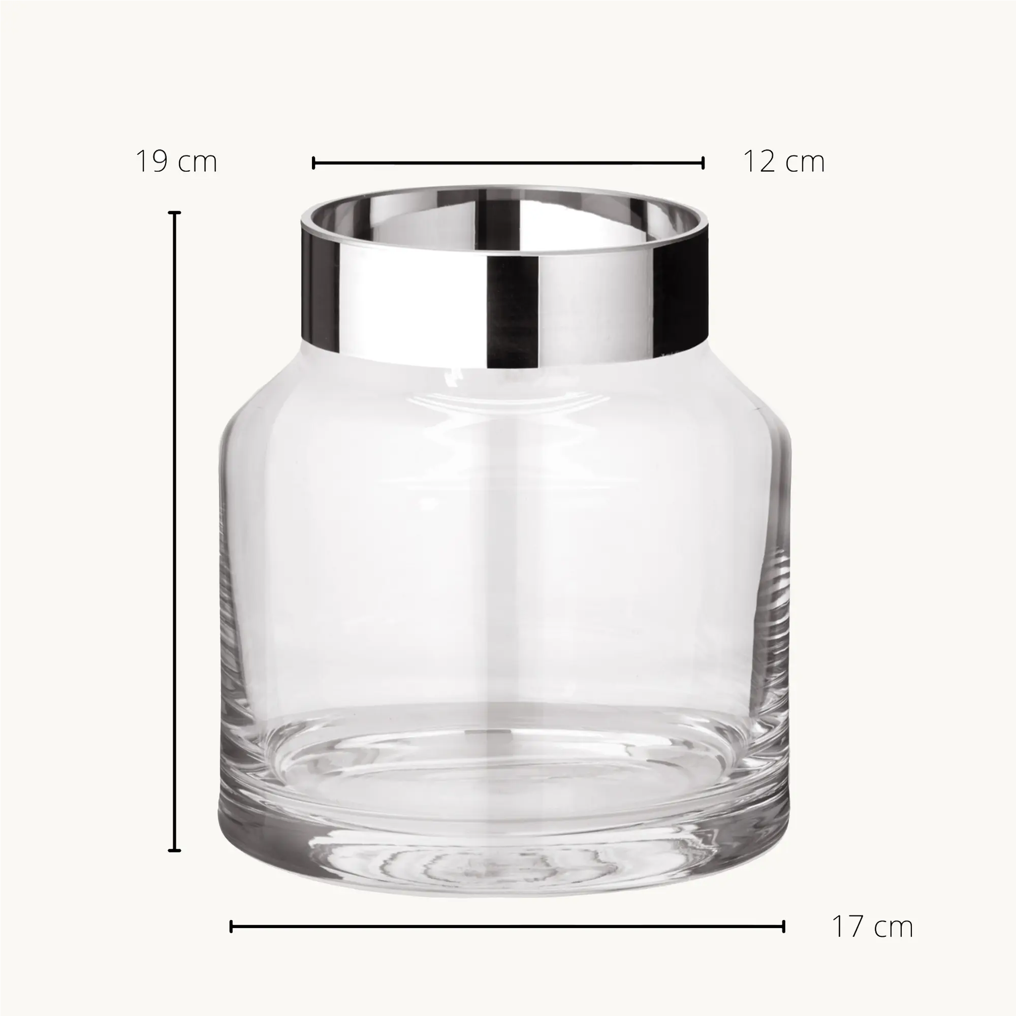 Vase Gabi (Höhe 19 cm, Ø 17 cm), mundgeblasenes Kristallglas mit Platinrand Vase Gabi (Höhe 19 cm, Ø 17 cm), mundgeblasenes Kristallglas mit Platinrand