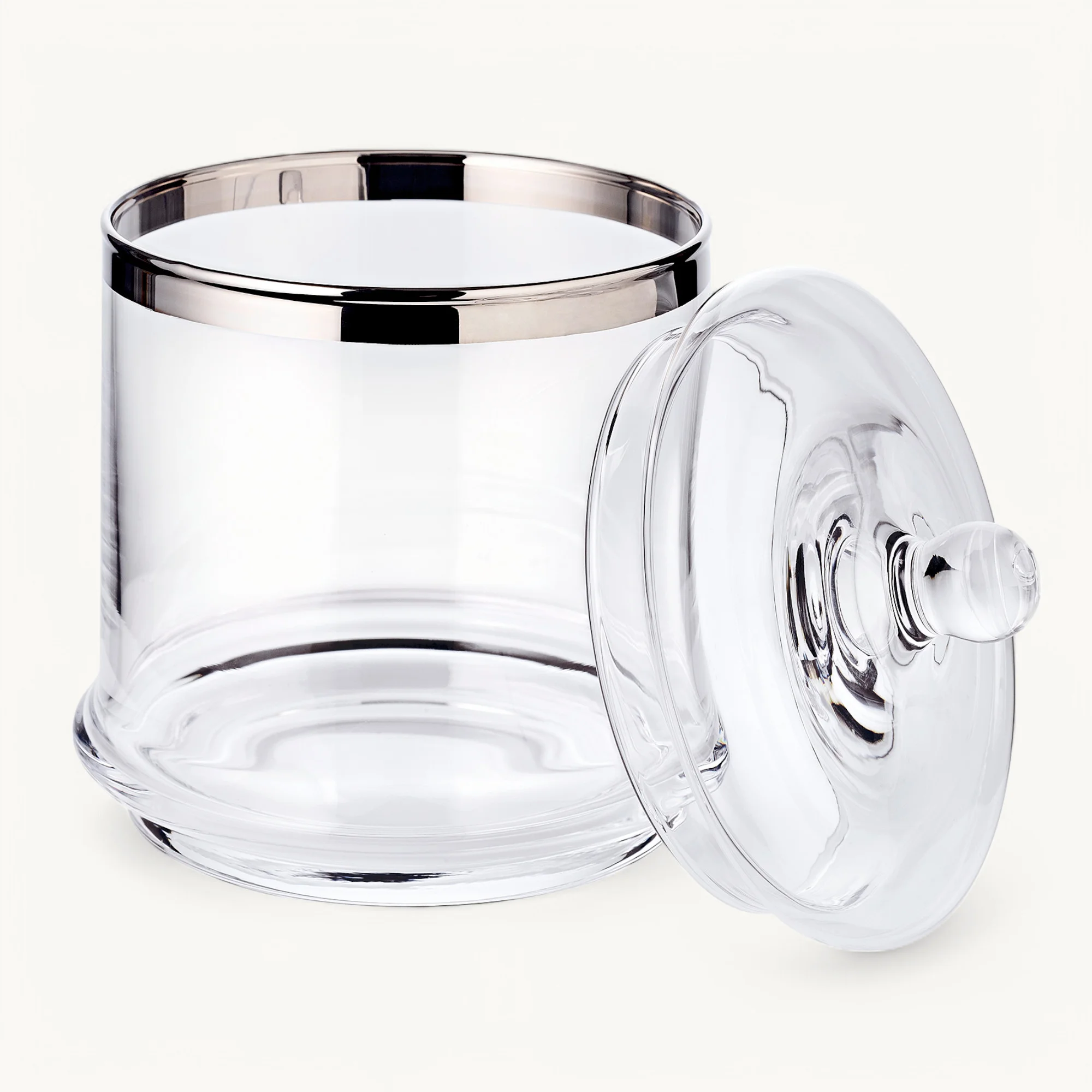 Glasdose Lia (Höhe 29 cm, Ø 14 cm), mit Deckel, mundgeblasenes Kristallglas mit Platinrand