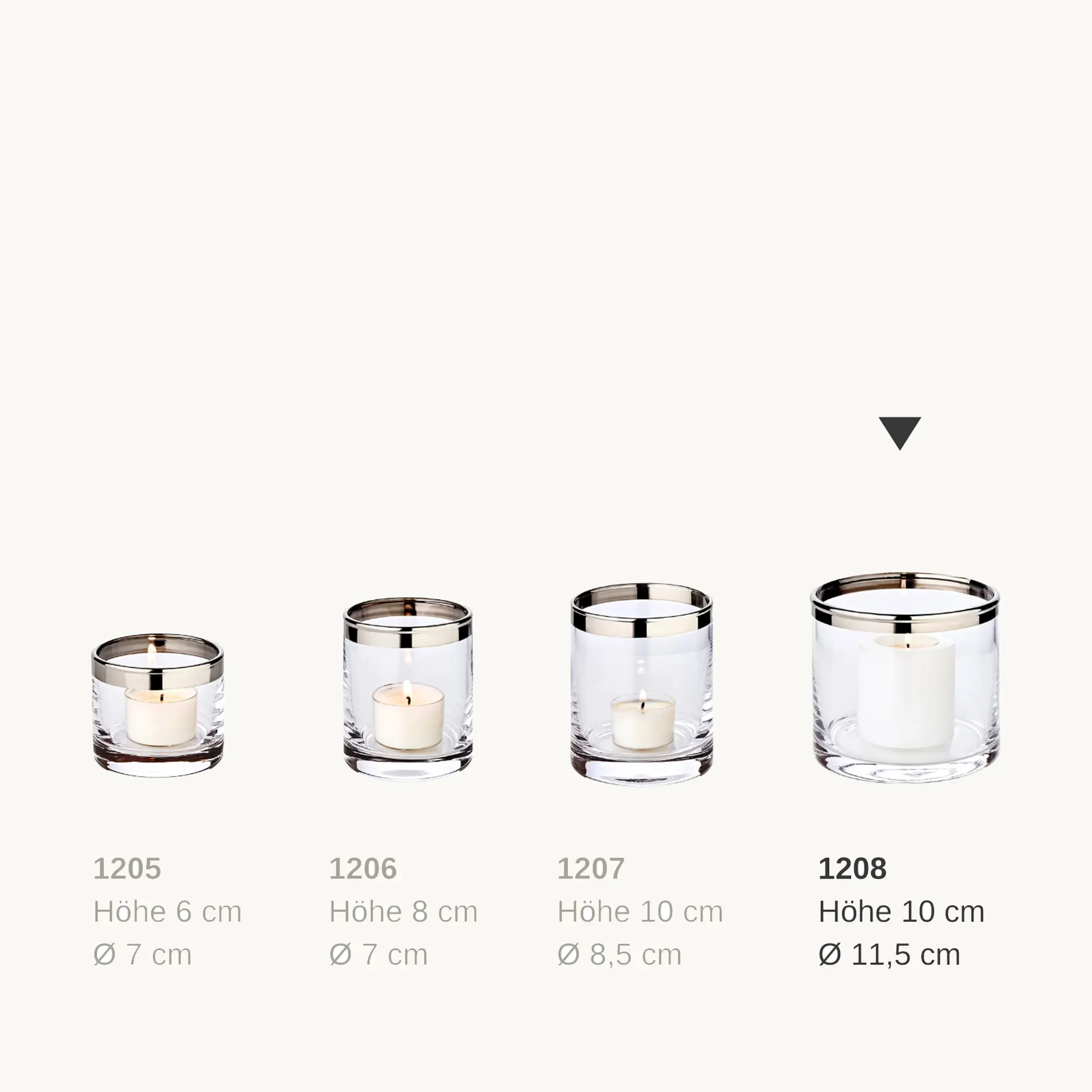 Windlicht Molly (Höhe 10 cm, Ø 11,5 cm), mundgeblasenes Kristallglas mit Platinrand Windlicht Molly (Höhe 10 cm, Ø 11,5 cm), mundgeblasenes Kristallglas mit Platinrand