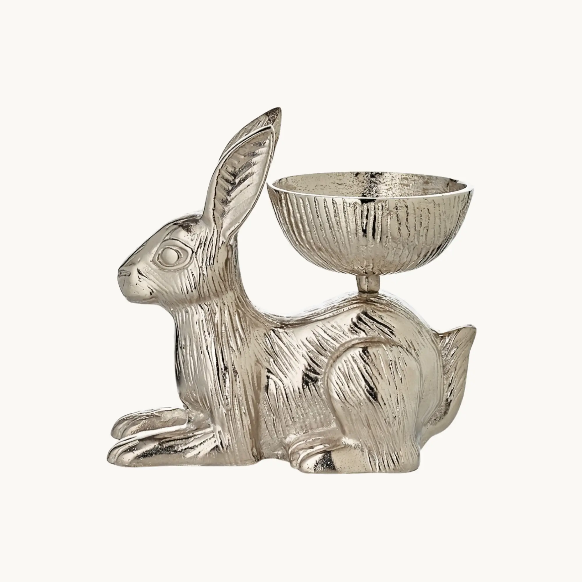 Dekoschale Hase (H 19 cm), silberfarben, Aluminium vernickelt