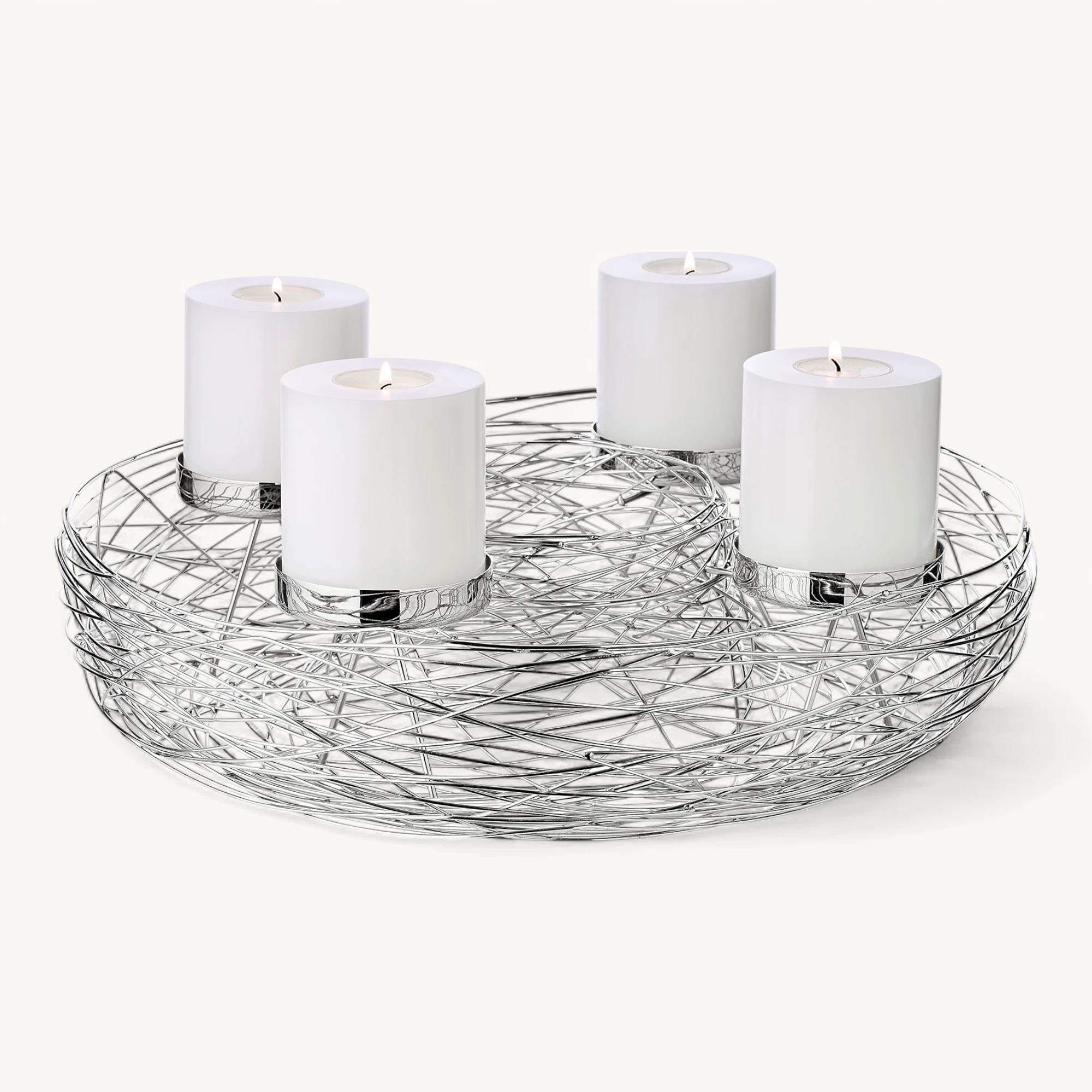 SALE Adventskranz Laval (ø 42 cm), silberfarben, Edelstahl vernickelt