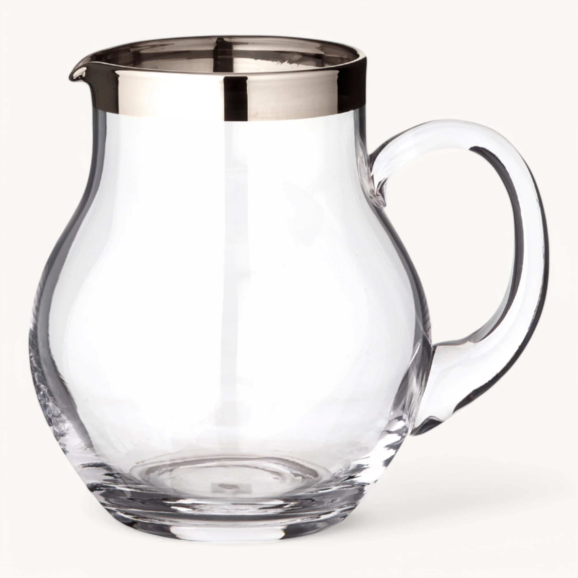 Krug Olivia (1,0 Liter), mundgeblasenes Kristallglas, Platinrand