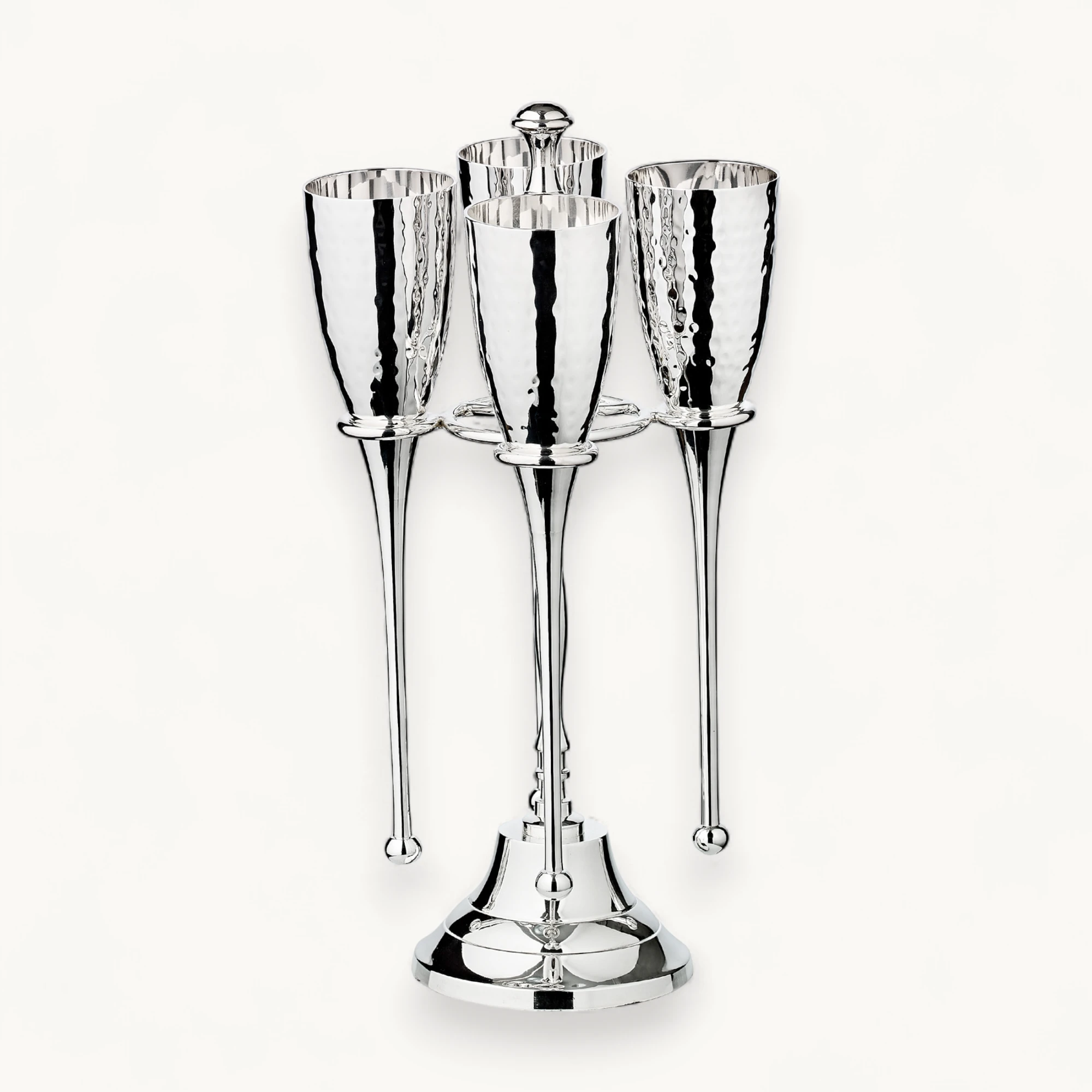 4er-Set Sektkelch Didi (Höhe 23 cm, Füllmenge 200 ml), gehämmert, edel versilbert
