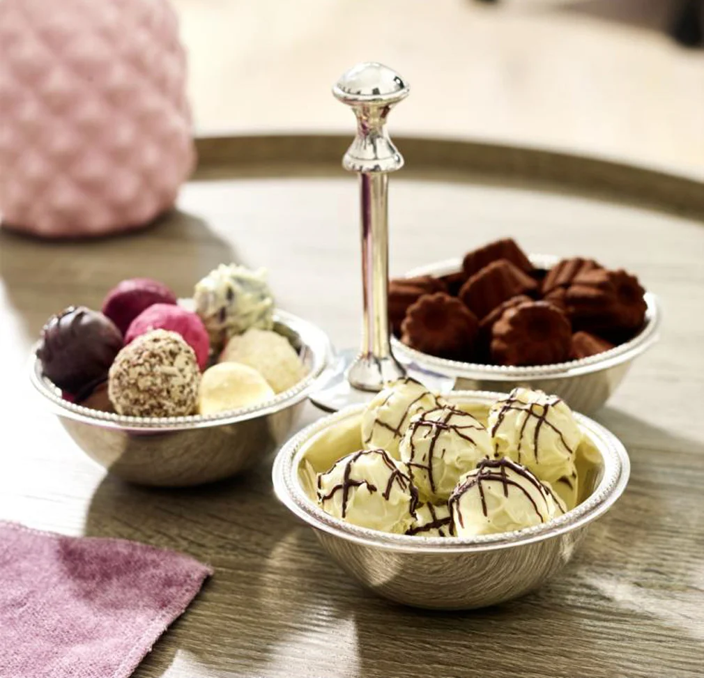 Snackschale Dreifachschale Perla (Ø 21 cm), schwerversilbert, Dekoschale, Tripleschale Snackschale Dreifachschale Perla (Ø 21 cm), schwerversilbert, Dekoschale, Tripleschale