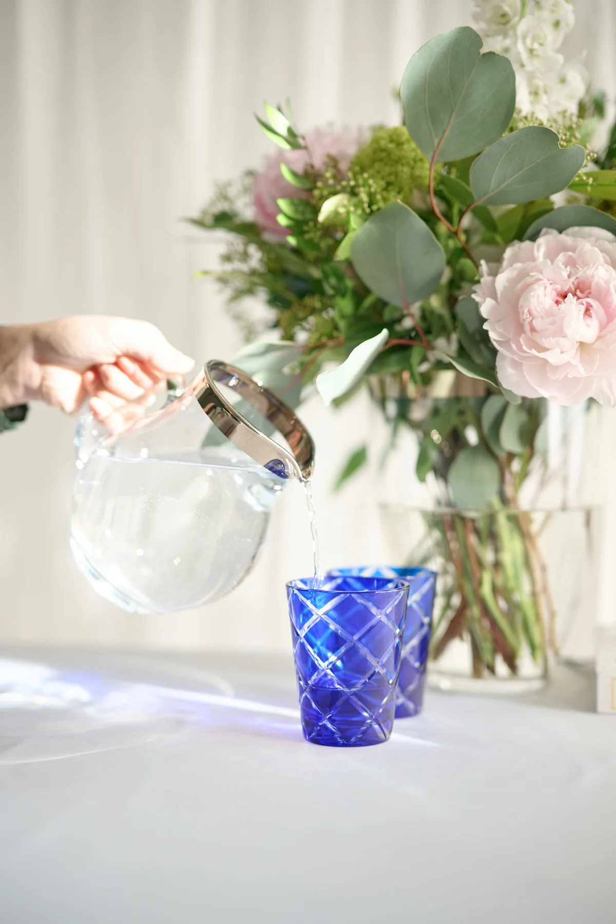 Krug Olivia (1,0 Liter), mundgeblasenes Kristallglas, Platinrand Krug Olivia (1,0 Liter), mundgeblasenes Kristallglas, Platinrand