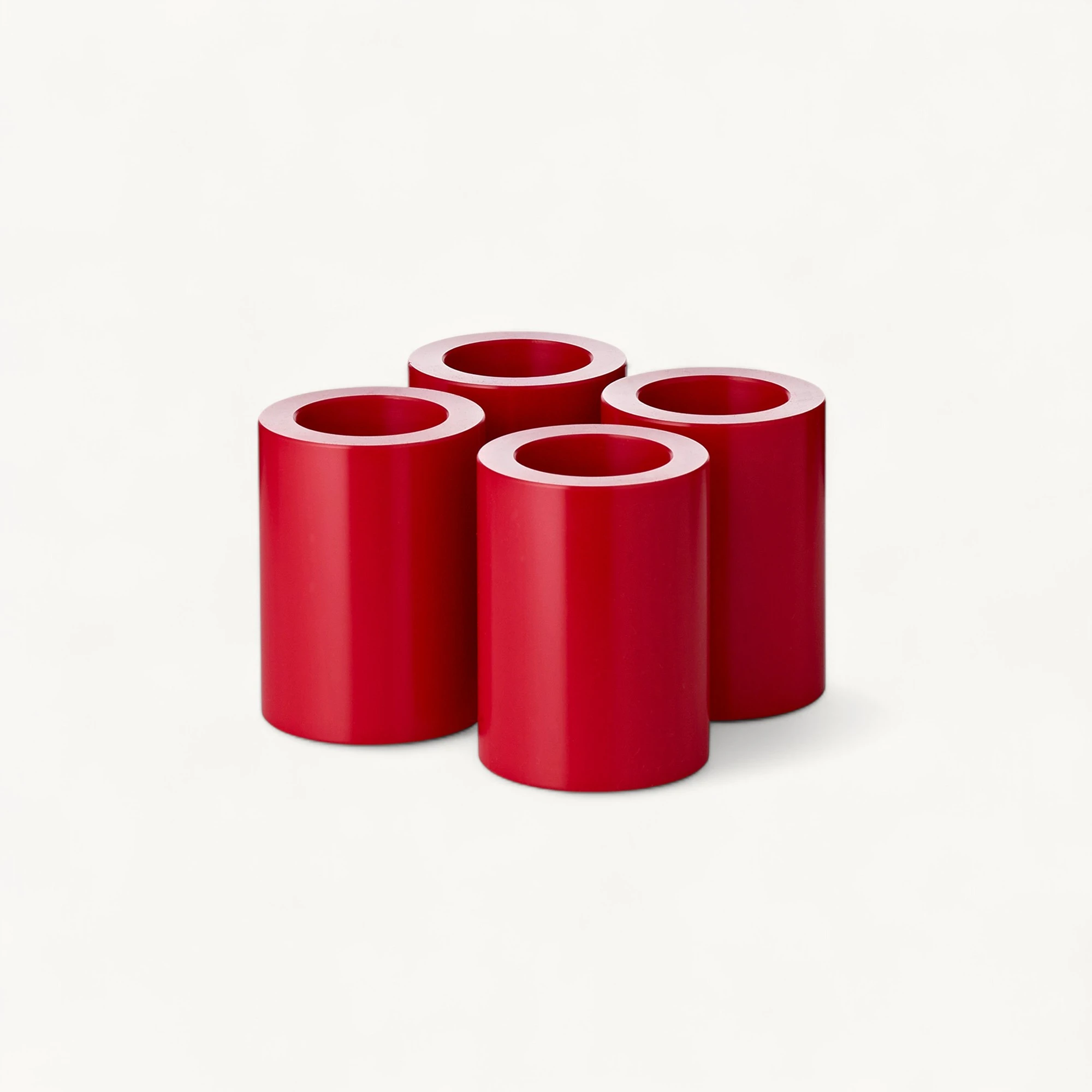 4er Set Teelichthalter Cornelius Rot Ø 6 cm H 8 cm, Teelichthalter hitzebeständig 90° 