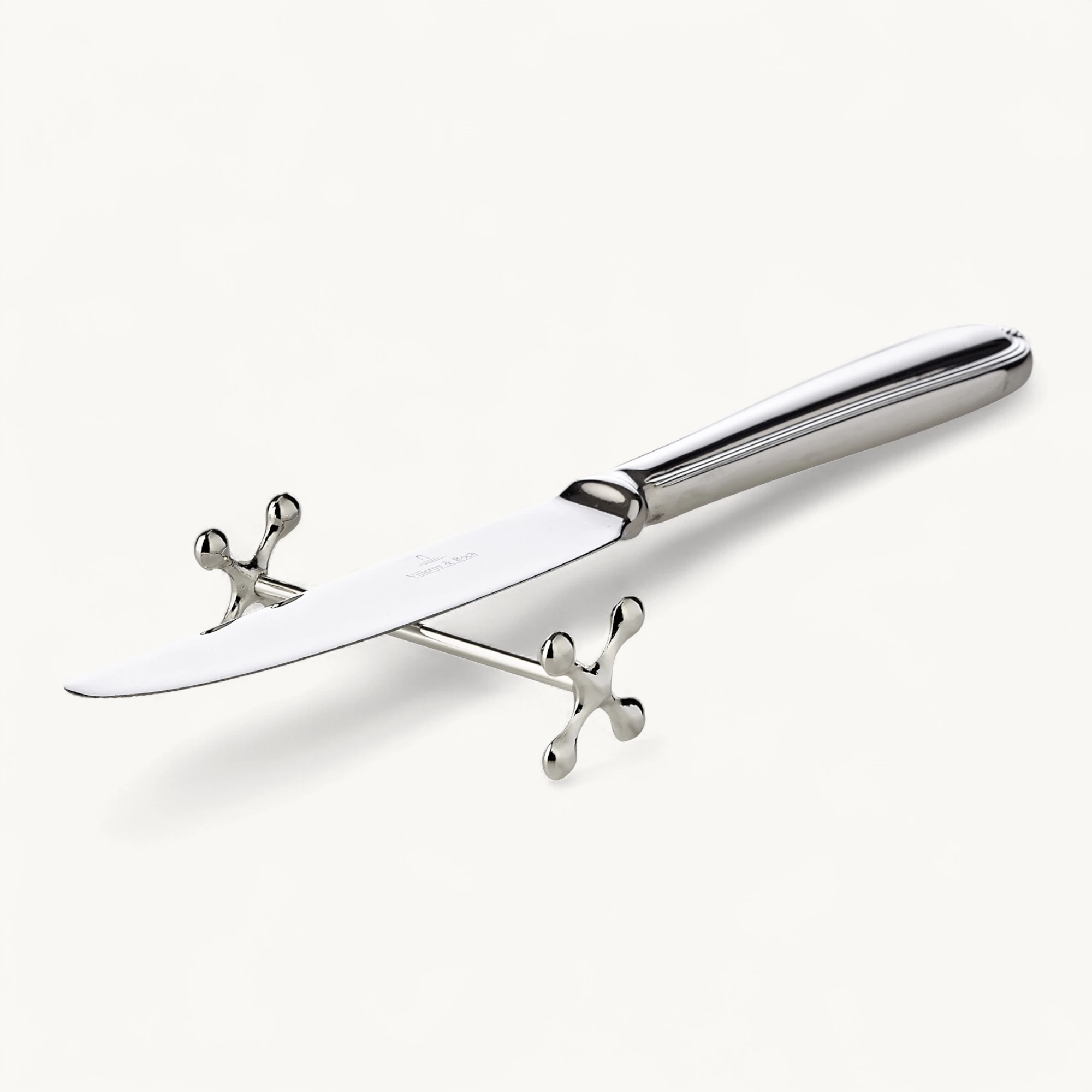 6er Set Messerbank Messerbänkchen Kreuz, edel versilbert, anlaufgeschützt, Länge 7 cm