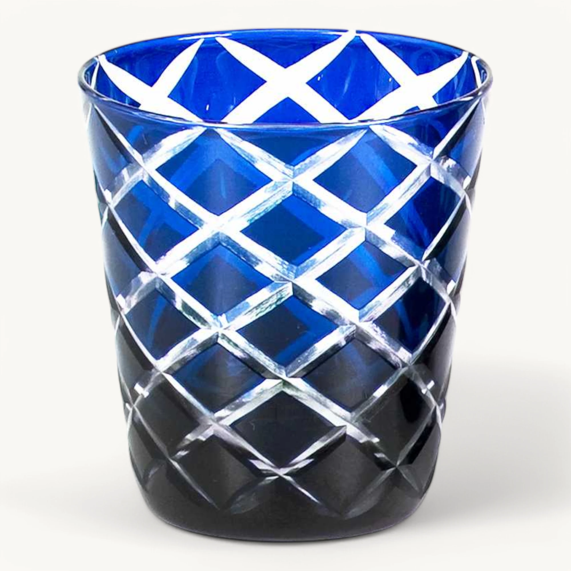 4er-Set Kristallgläser Dio (Höhe 10 cm, Füllmenge 230 ml), blau, handgeschliffenes Glas