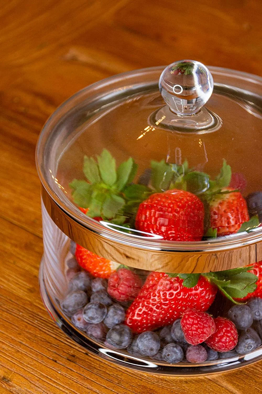 Glasdose Vigo (Höhe 19 cm, ø 19,5 cm), mit Deckel, mundgeblasenes Kristallglas mit Platinrand Glasdose Vigo (Höhe 19 cm, ø 19,5 cm), mit Deckel, mundgeblasenes Kristallglas mit Platinrand