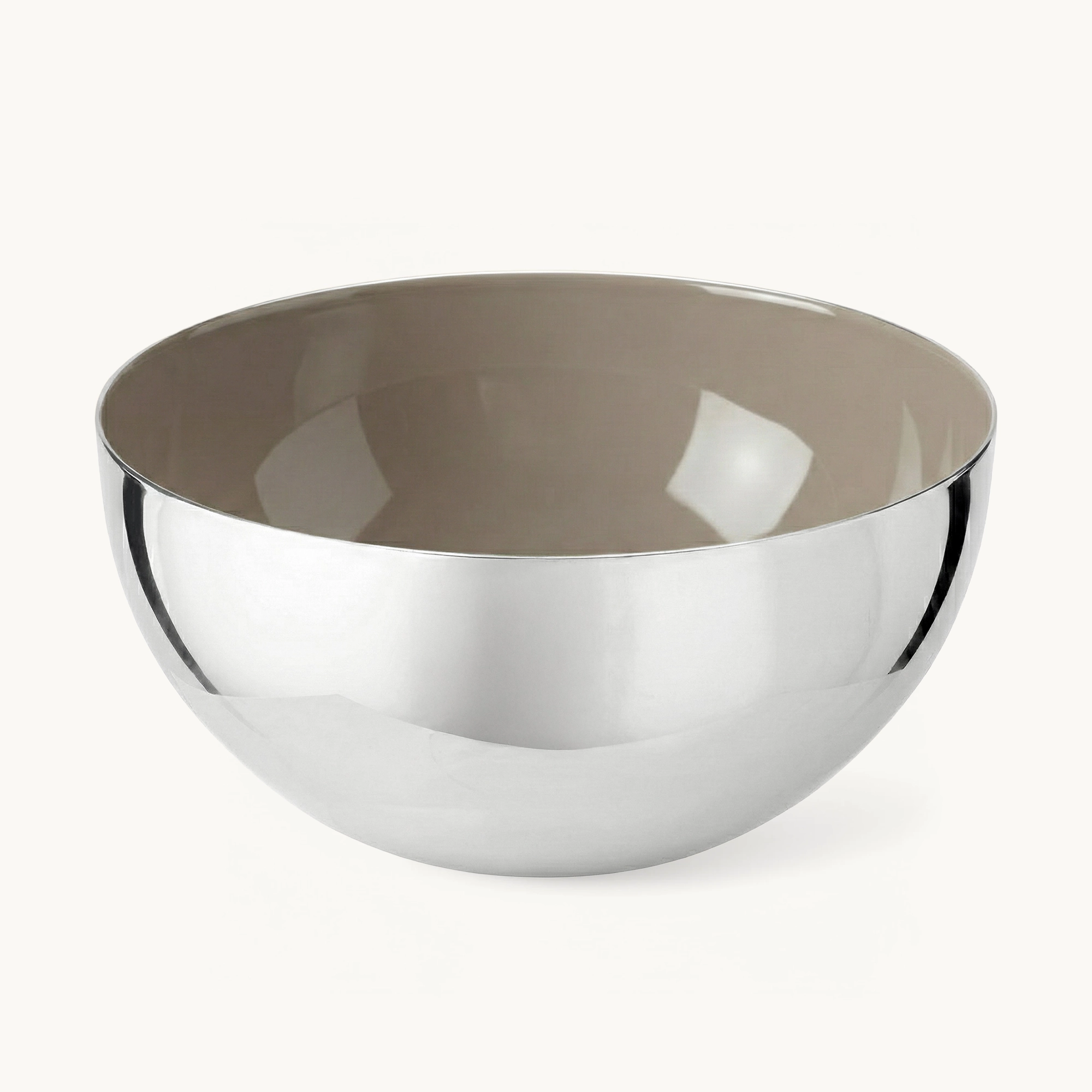 Schale Liora (Ø 12,5 cm, Höhe 5,5 cm) Edelstahl hochglanzpoliert, innen Perlbeige