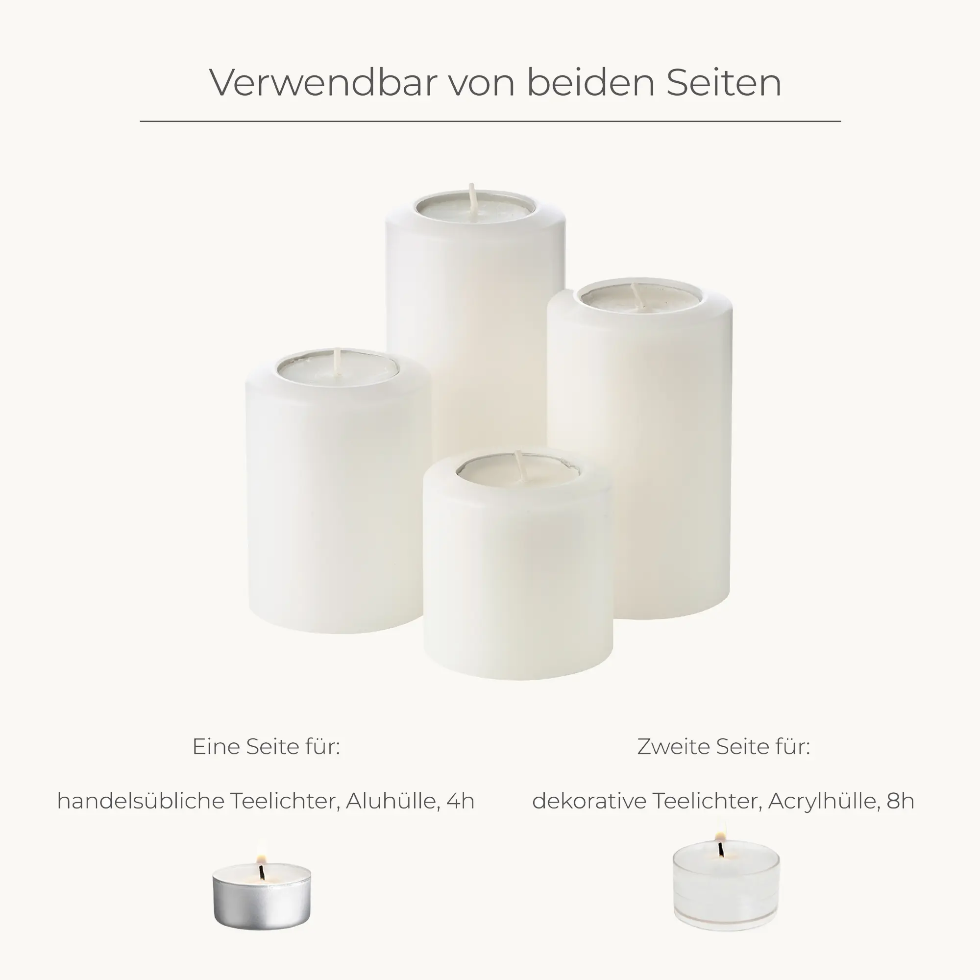 4er-Set Dauerkerze Cornelius Pine (Höhe 6/8/10/12 cm, ø 6 cm), weiß, Teelichthalter, hitzebeständig 4er-Set Dauerkerze Cornelius Pine (Höhe 6/8/10/12 cm, ø 6 cm), weiß, Teelichthalter, hitzebeständig