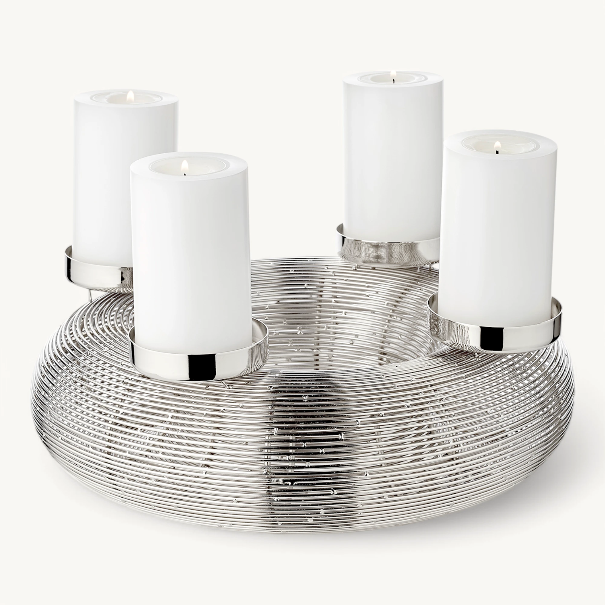 Adventskranz Verona (ø 30 cm), silberfarben, glänzend, Edelstahl vernickelt
