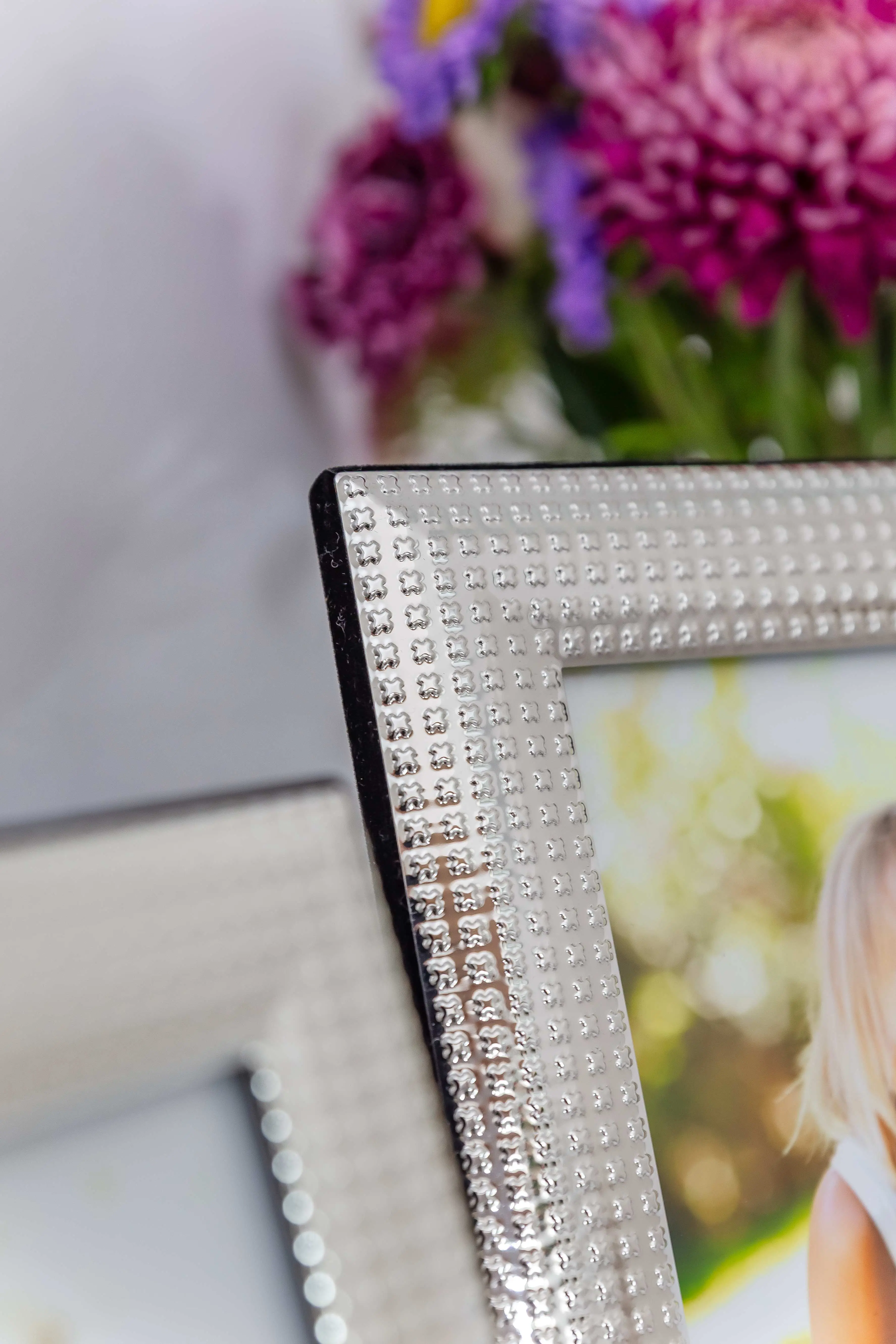 Fotorahmen Bellagio für Foto 13 x 18 cm, gemustert, edel versilbert, anlaufgeschützt, mit 2 Aufhänger