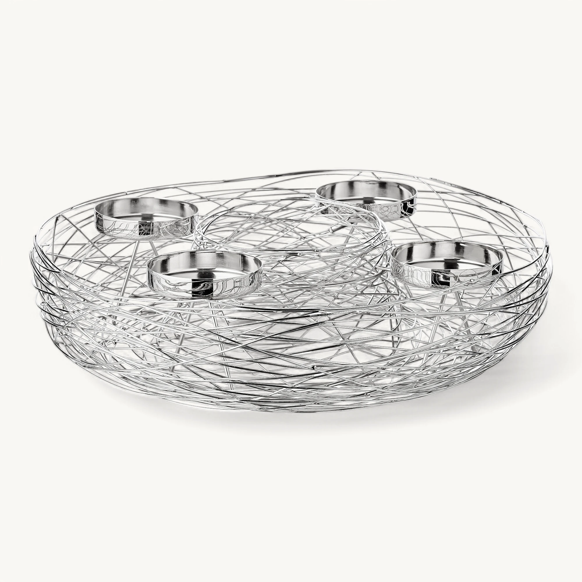 SALE Adventskranz Laval (ø 42 cm), silberfarben, Edelstahl vernickelt